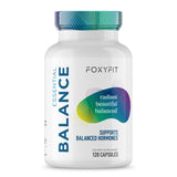 FoxyFit Équilibre Essentiel - bouteille montrant le flacon, soutien hormonal quotidien potentiel.