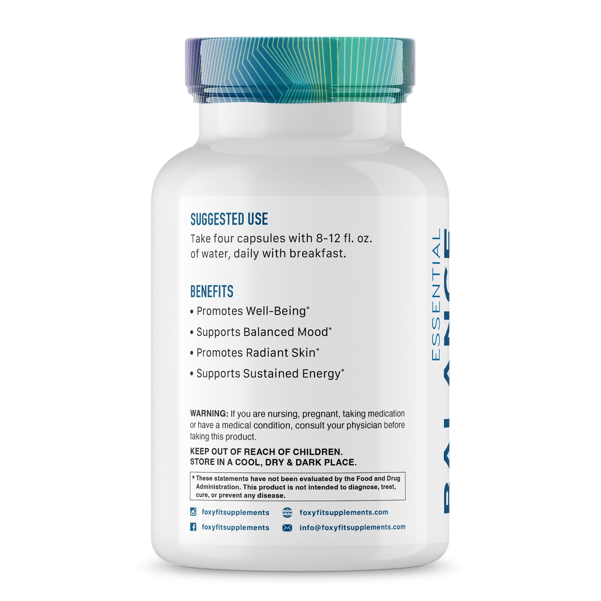 FoxyFit Équilibre Essentiel - pilules visibles pour énergie et vitalité quotidiennes.