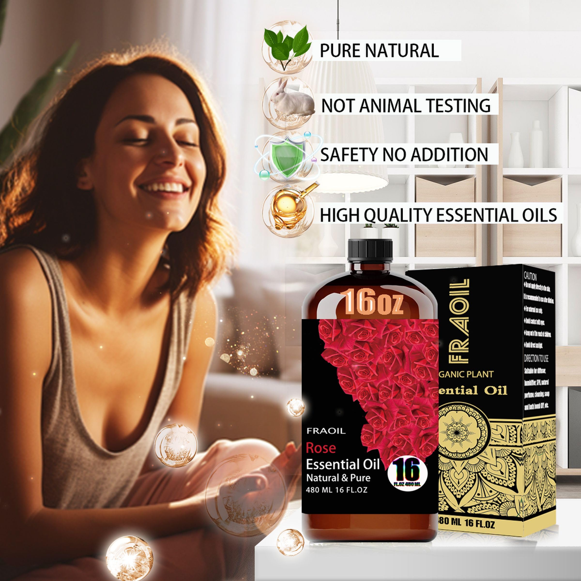 FRAOIL Rose: goutteur pratique pour doser facilement l'huile aromatique.