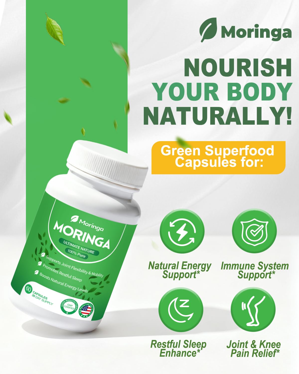 Fravonique Moringa 800 mg gélules vertes – source végétale de nutriments