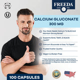 Freeda Calcium Gluconate, capsules faciles à avaler, formule végane.