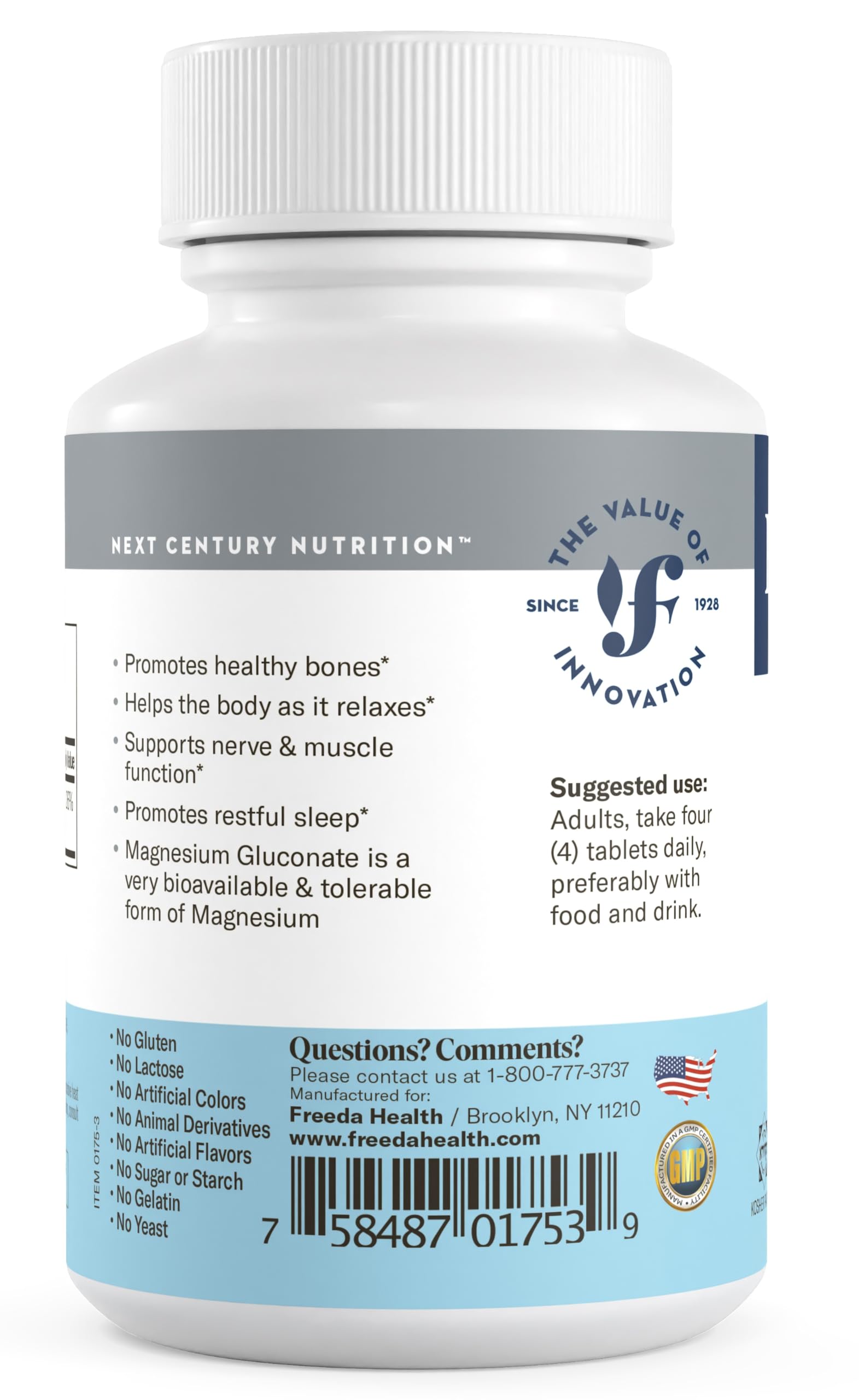 Freeda Magnésium Gluconate – dosage-mesure: pratique pour doser magnésium et soutenir énergie.