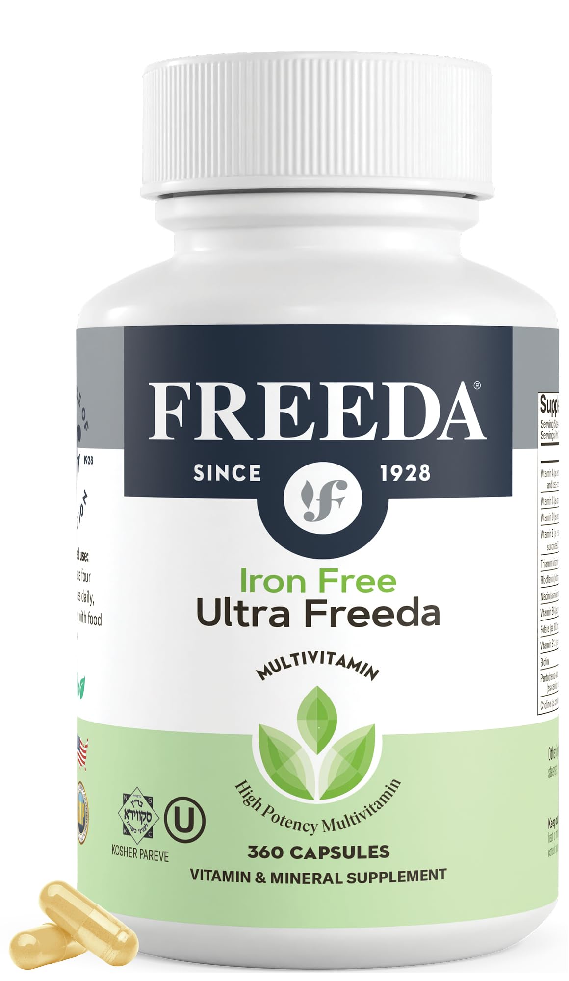 Freeda multivitamine: bouteille 360 capsules, soutien quotidien en energie.
