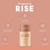 FREQUENSE Rise bouteille et stick, présentation claire du produit à emporter