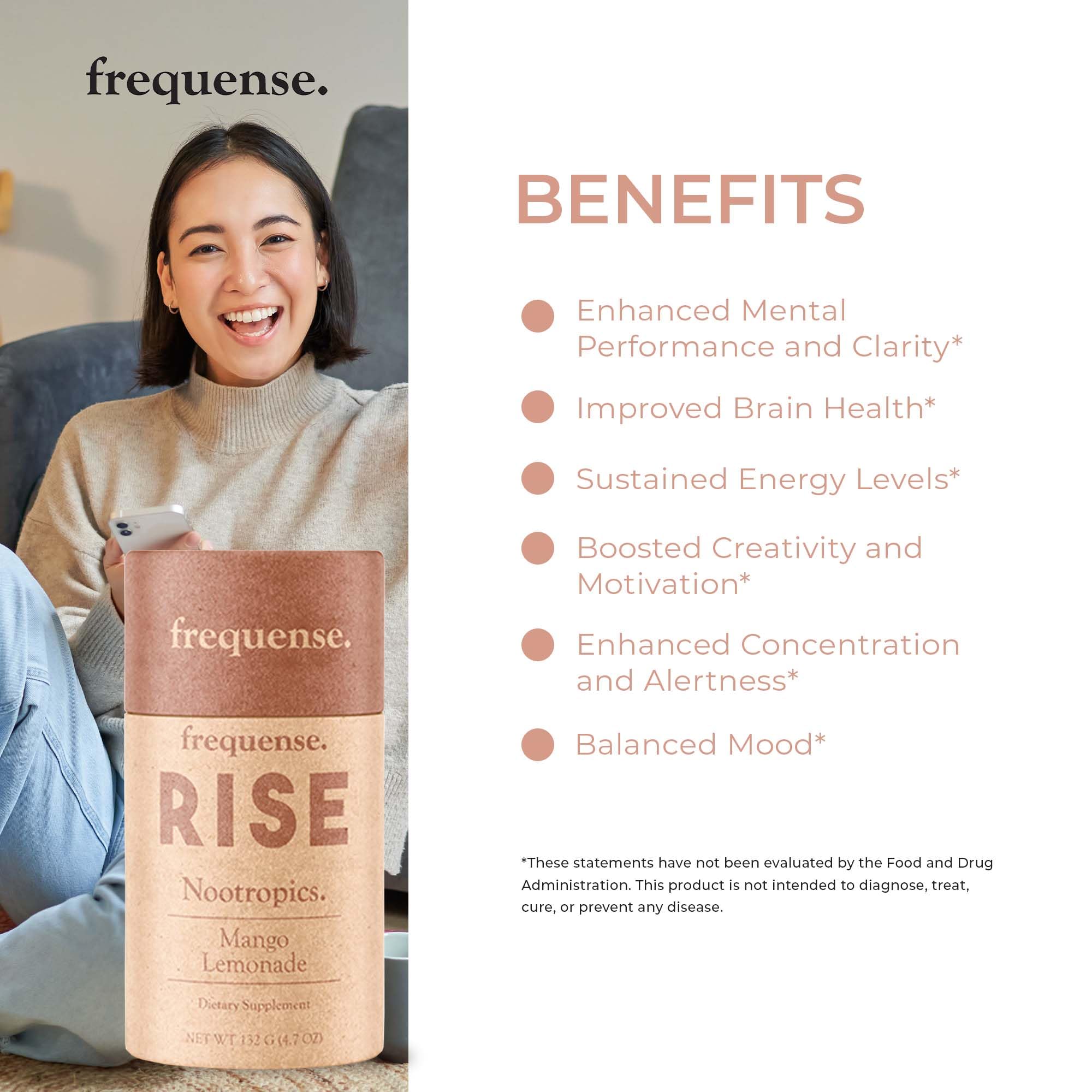 FREQUENSE Rise tableau d'ingrédients, fiche nutritionnelle et bienfaits potentiels