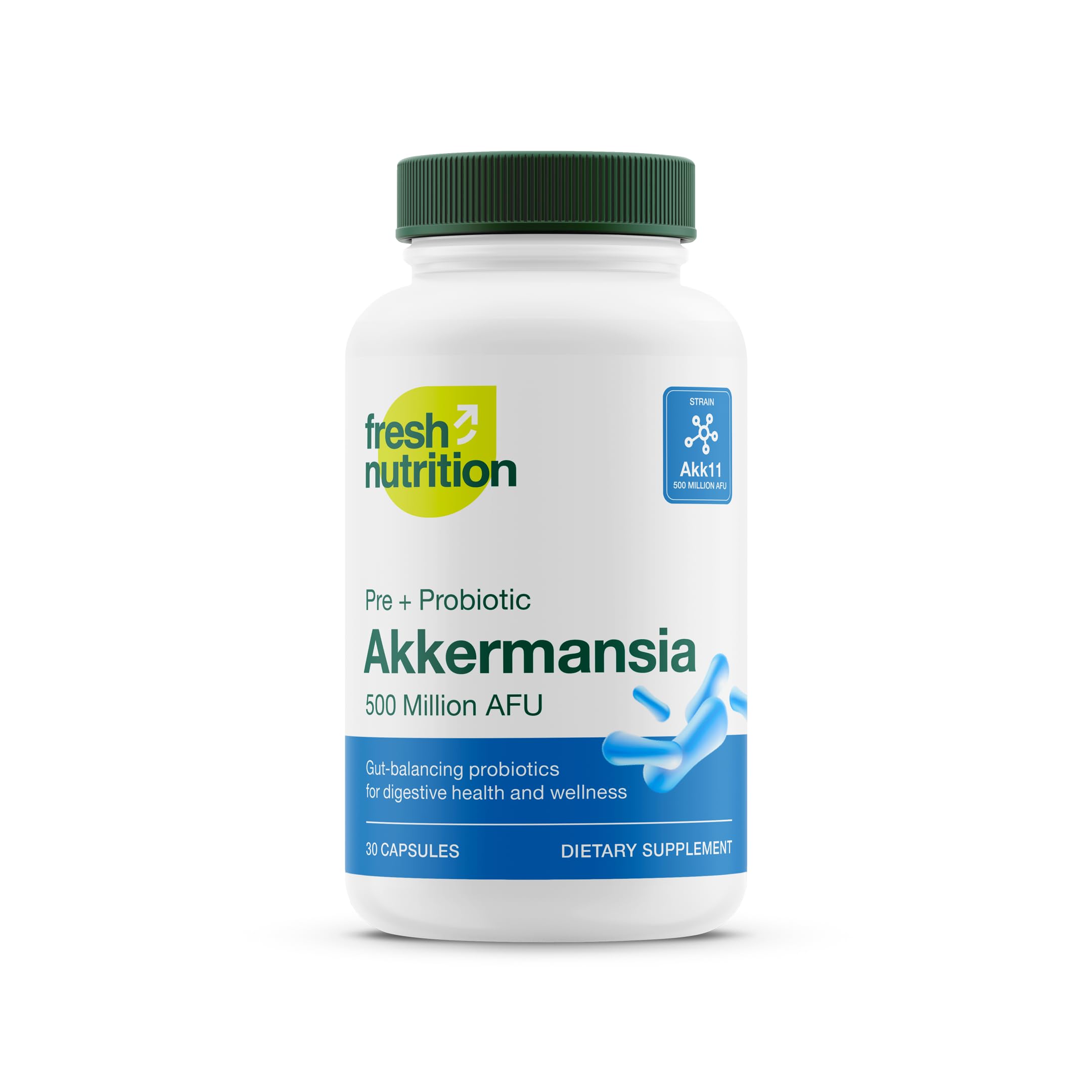 Fresh Nutrition Akkermansia Muciniphila - Bouteille: présentation soignée et dosage pratique.