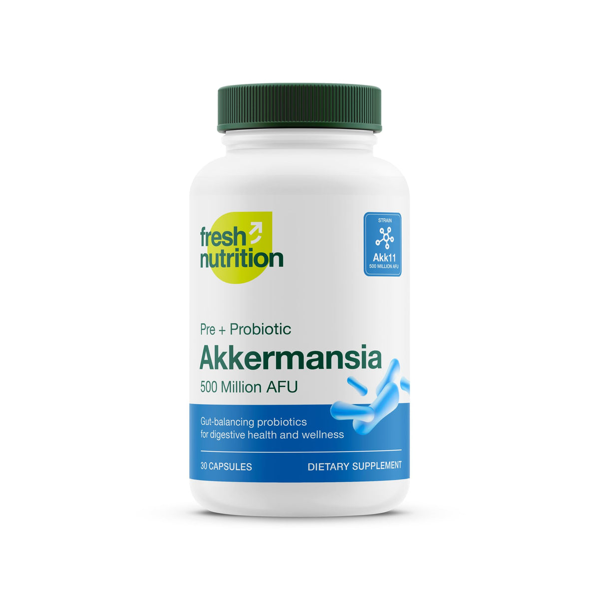 Fresh Nutrition Akkermansia Muciniphila - Bouteille: présentation soignée et dosage pratique.