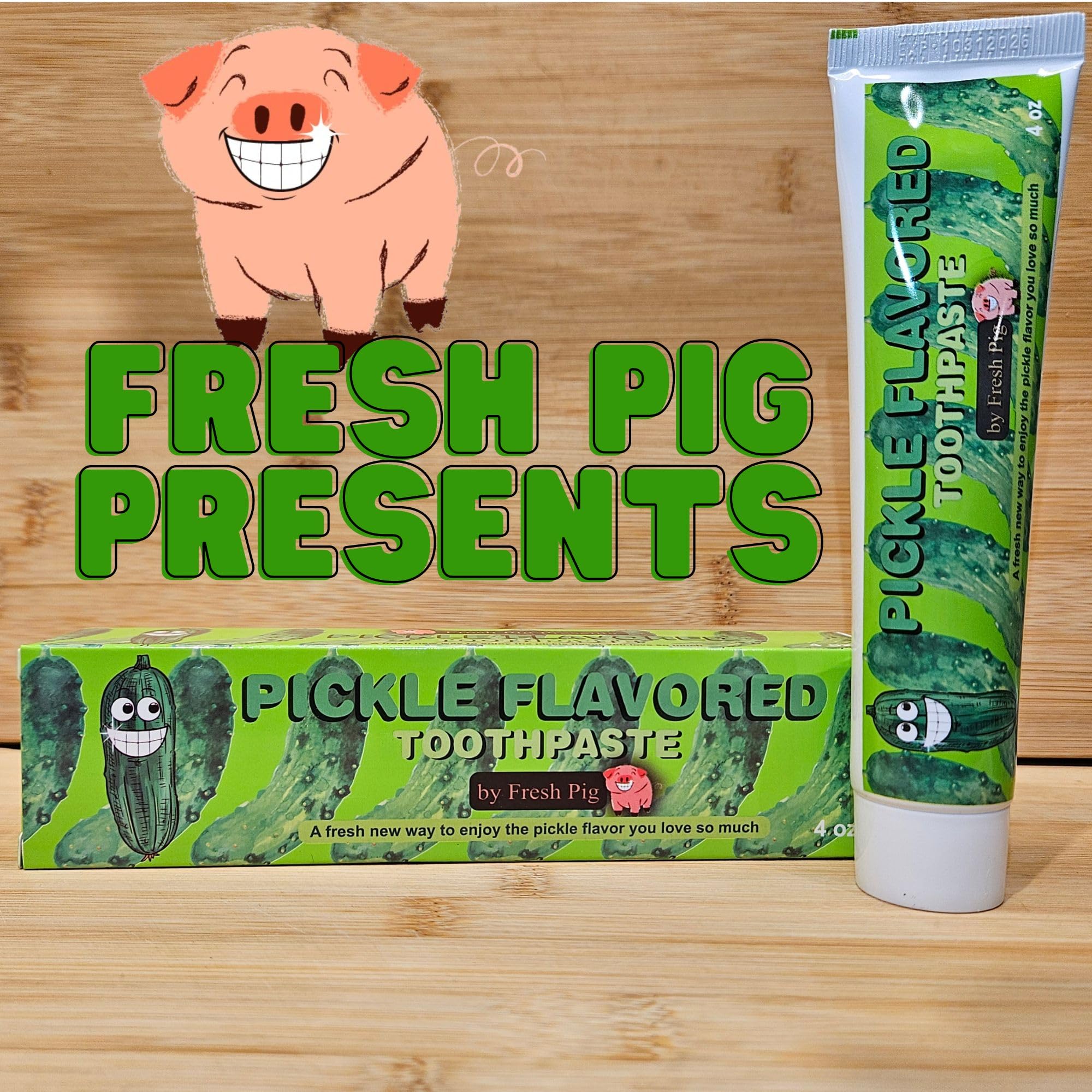 Affiche d’emballage vif Fresh Pig, dentifrice au cornichon-aneth.