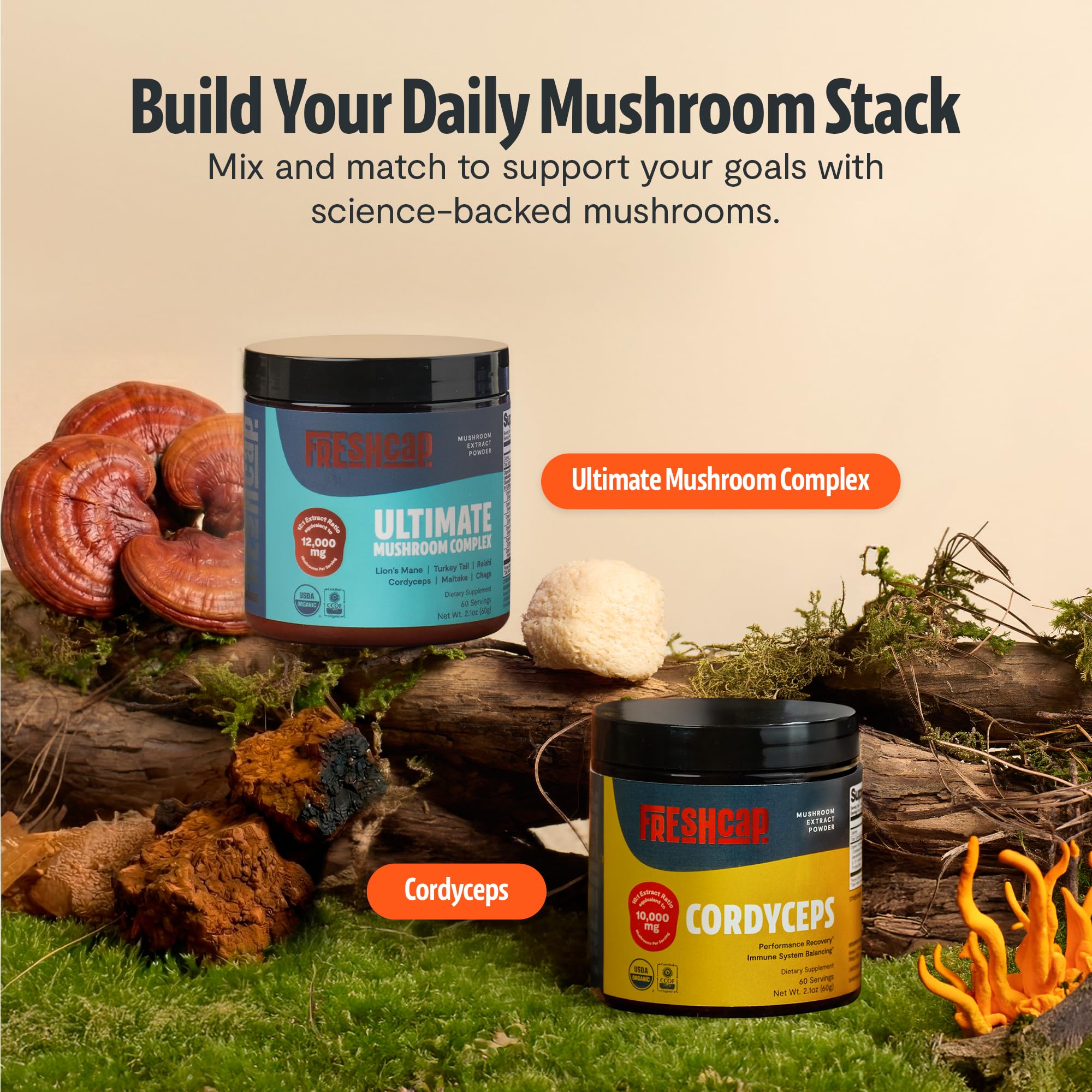 Bocal FreshCap Mushrooms pratique pour la cuisine et boissons.