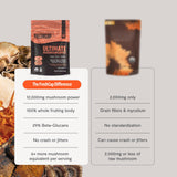 FreshCap Mushrooms Coffee, etiquette affichant ingrédients 100% biologiques