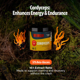 Poudre cordyceps FreshCap Mushrooms ajoutée au café pour énergie soutenue.
