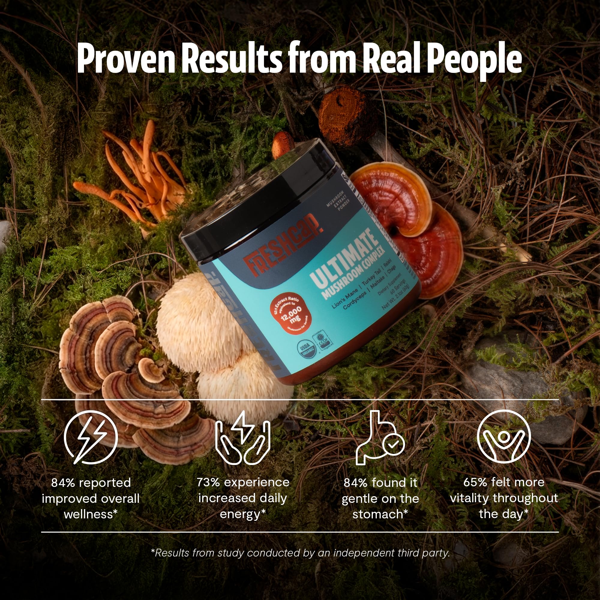 FreshCap Mushrooms poudre-doseuse facilite l’intégration quotidienne.
