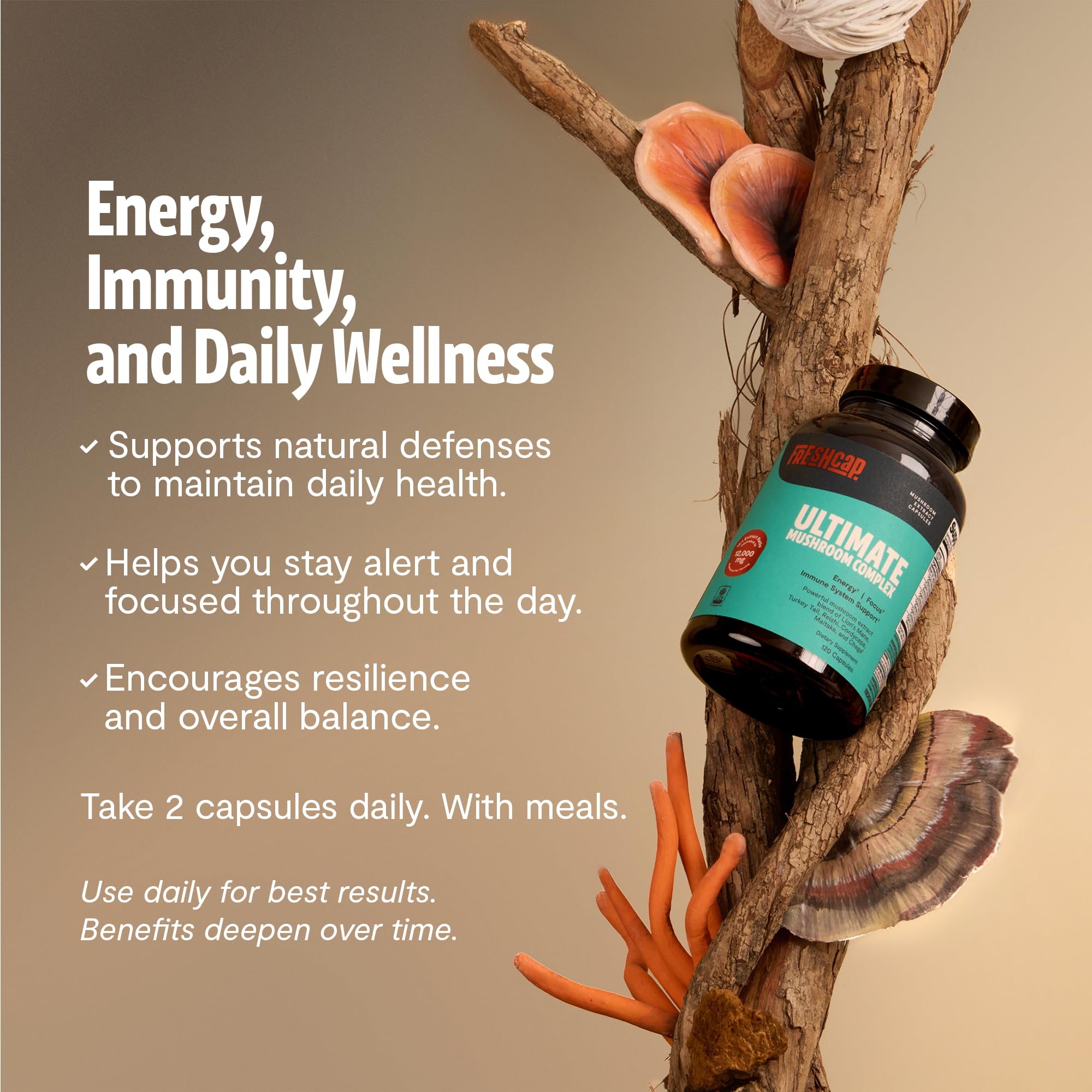 FreshCap Mushrooms: capsules sans charges et sans remplissages.