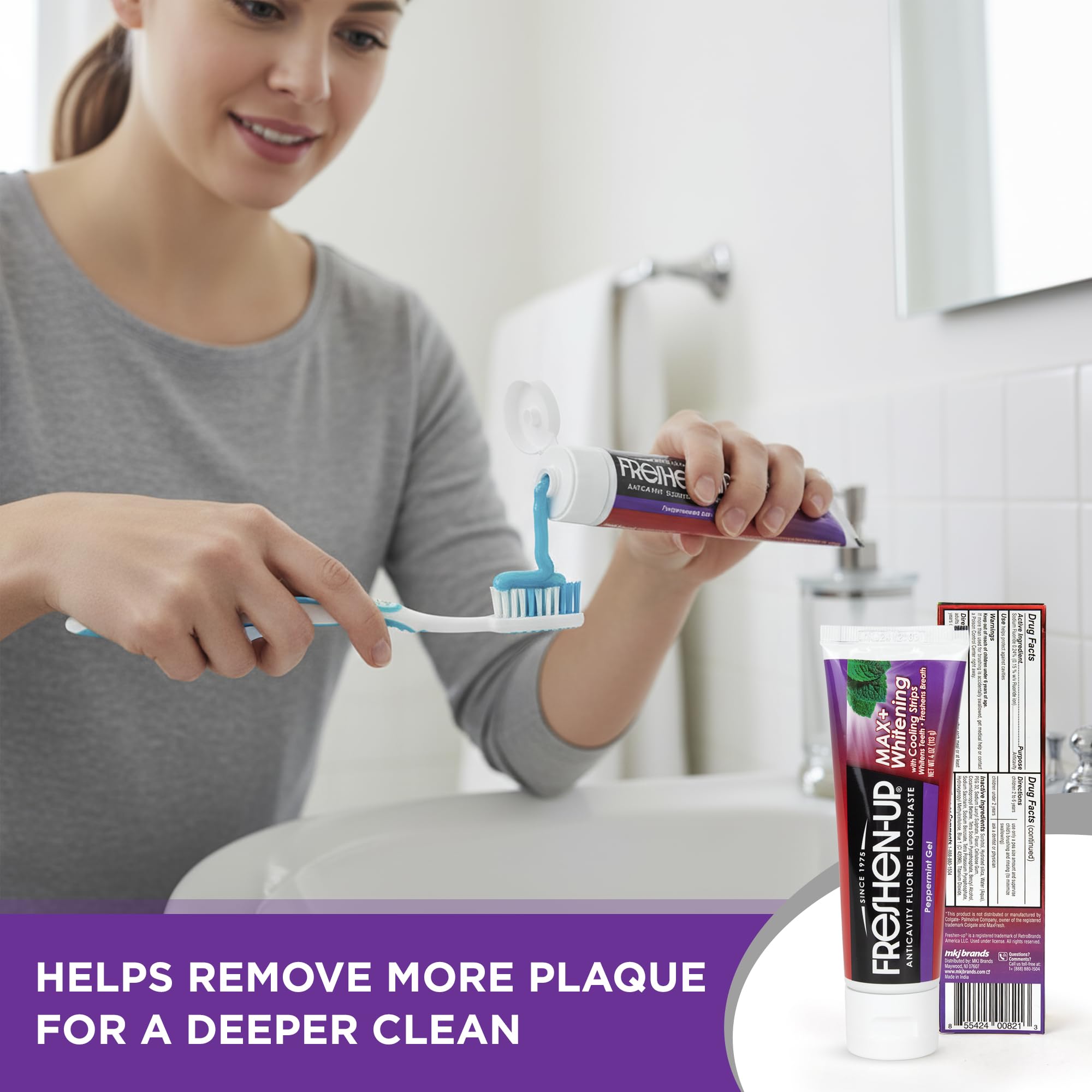 Freshen-Up MAX+ Coffret 4 tubes 118 ml: idéal à la maison et en voyage.
