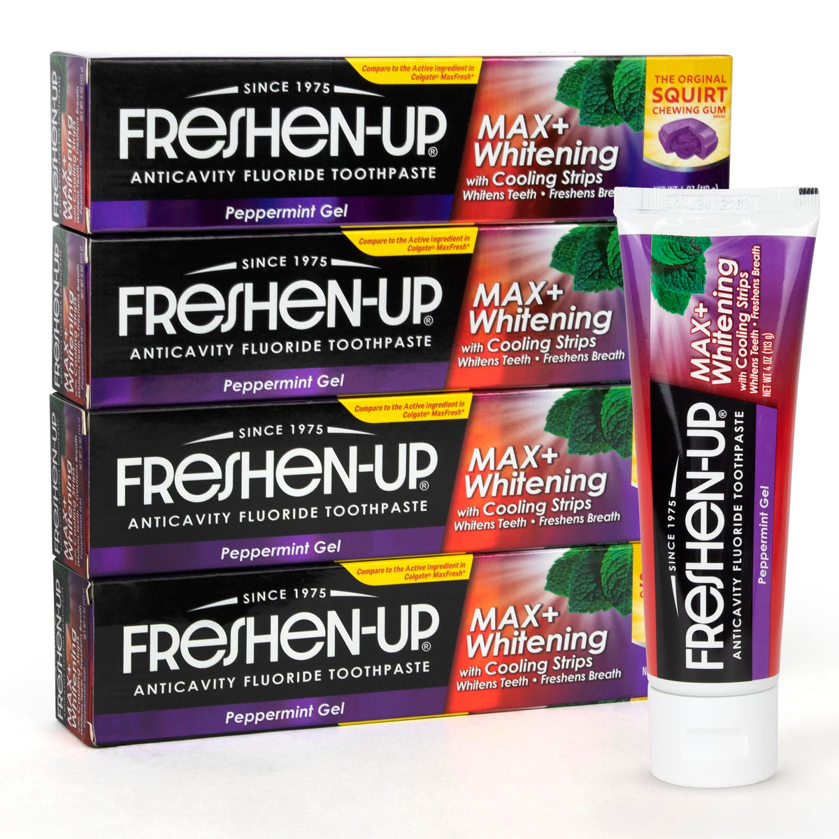 Freshen-Up MAX+ Pâte-dents Menthe 118 ml tube: nettoyage efficace et haleine fraîche.