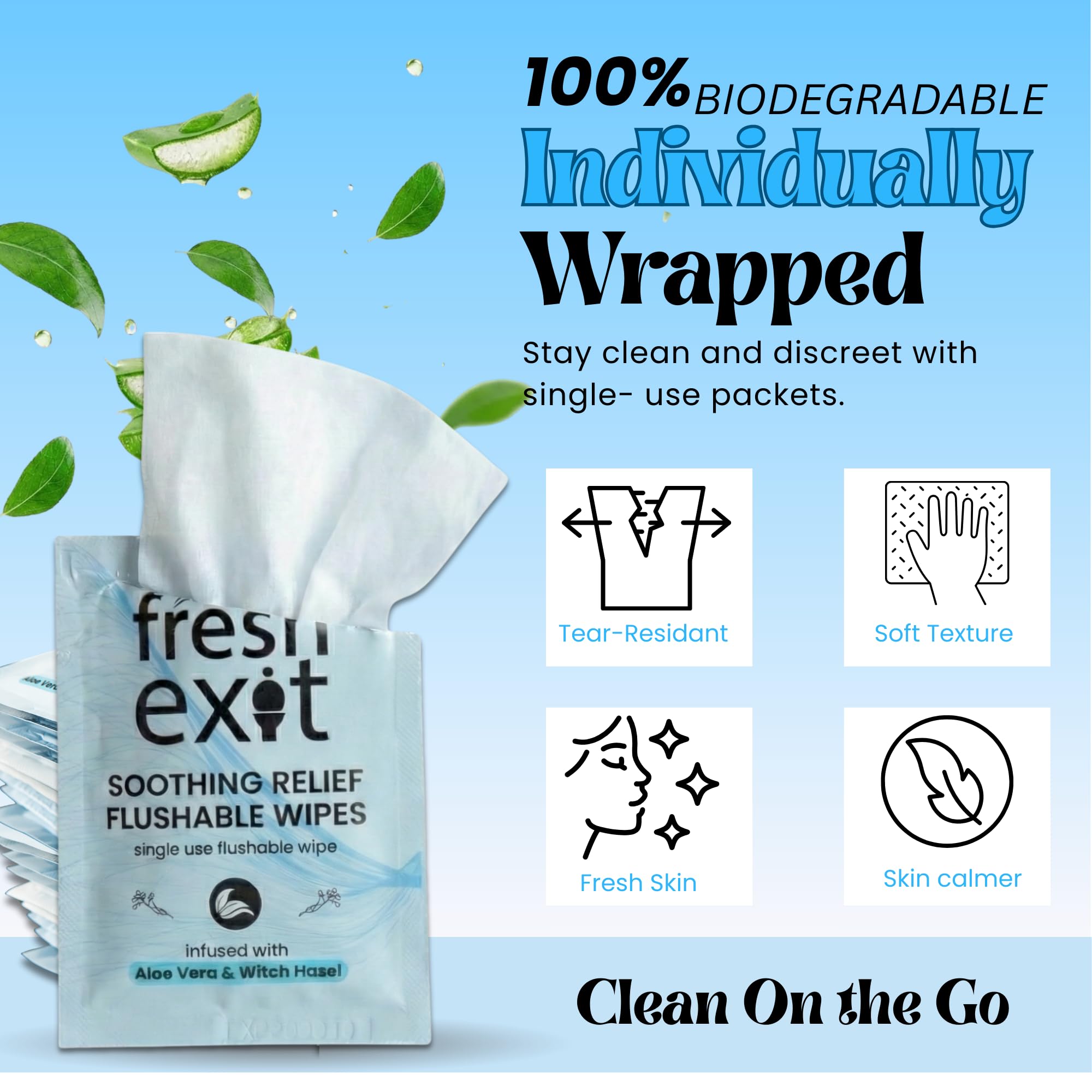 FreshExit texture douce et grande lingette, nettoyage agréable et efficace.