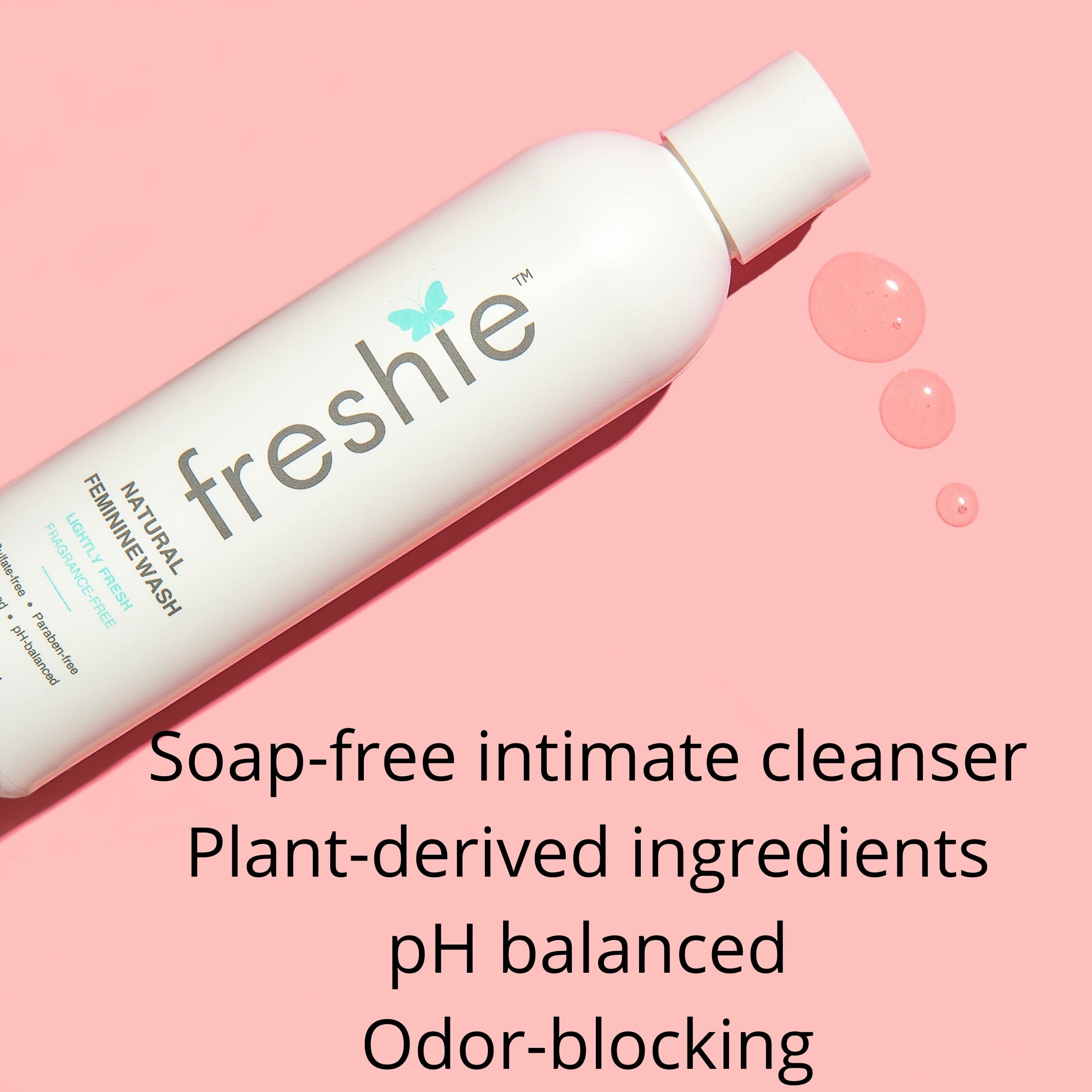 Freshie lavage féminin, balance pH 3,5 à 4,5 pour le confort externe.