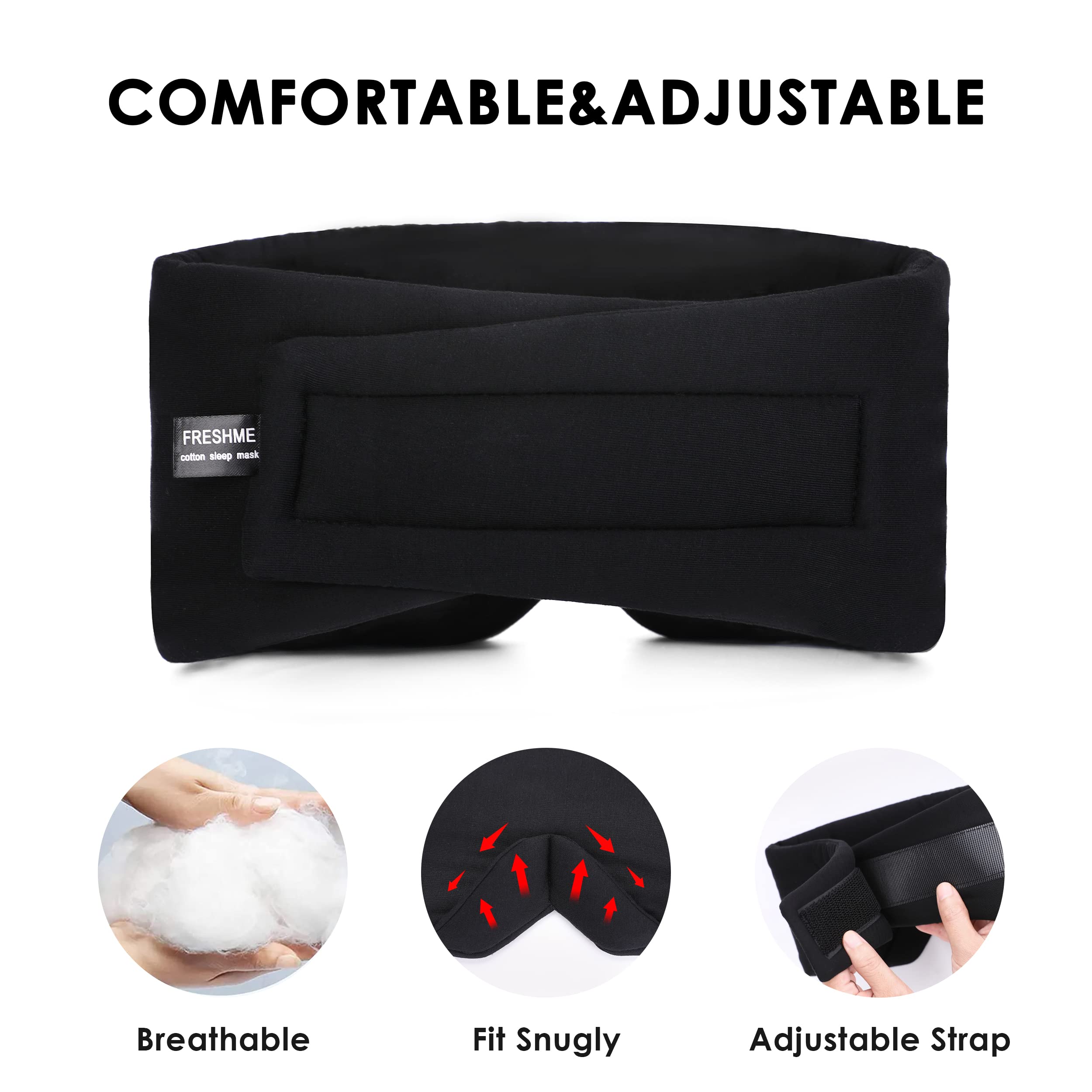 FreshMe Masque Sommeil coton doux — textile respirant et agréable sur la peau.