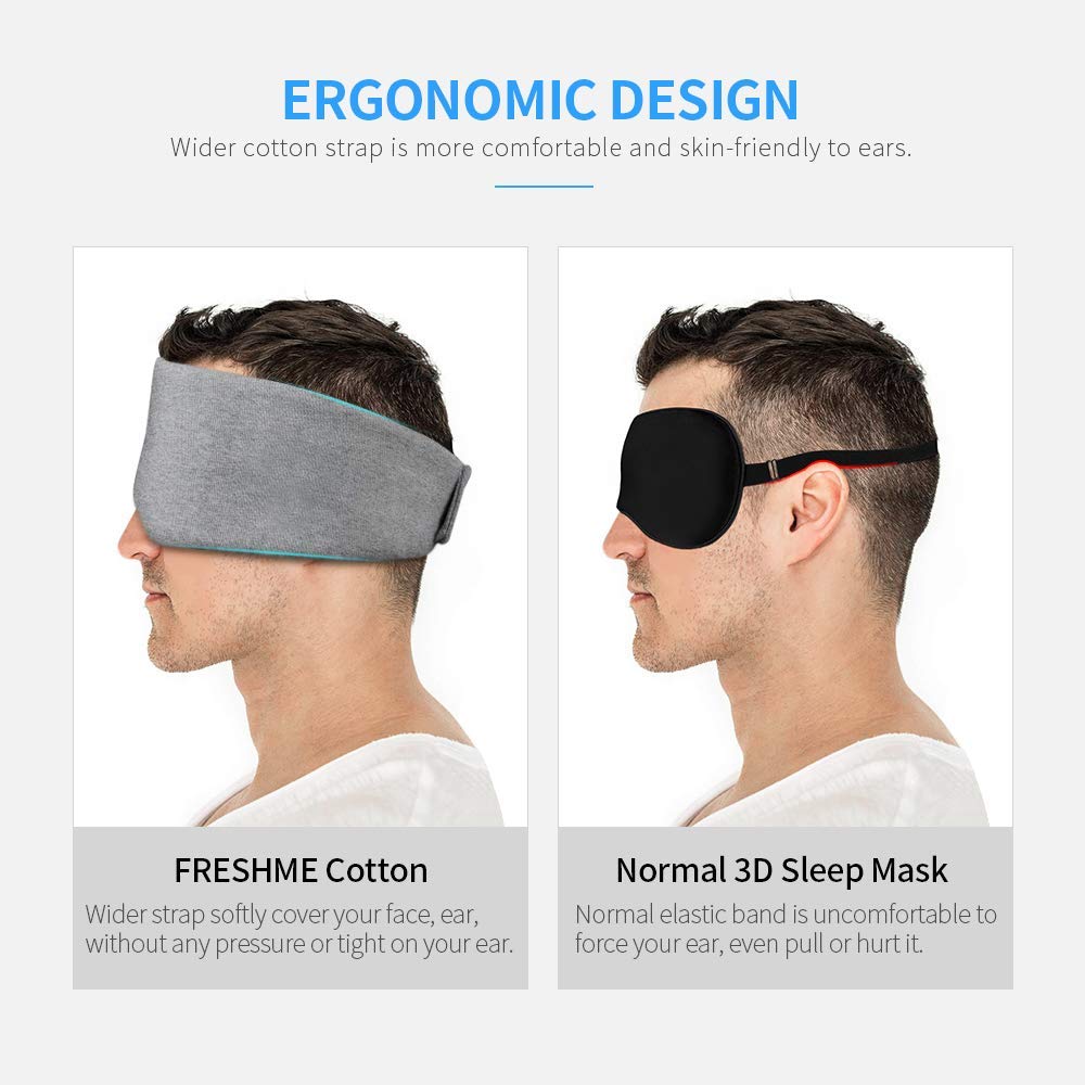 FRESHME masque-yeux coton bandeau-ajustable-velcro pour un ajustement sûr
