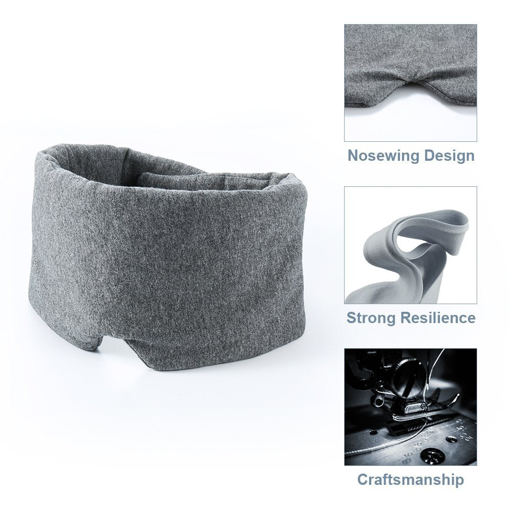 Masque FRESHME coton gris réduit les distractions lumineuses lors de travail et sieste.