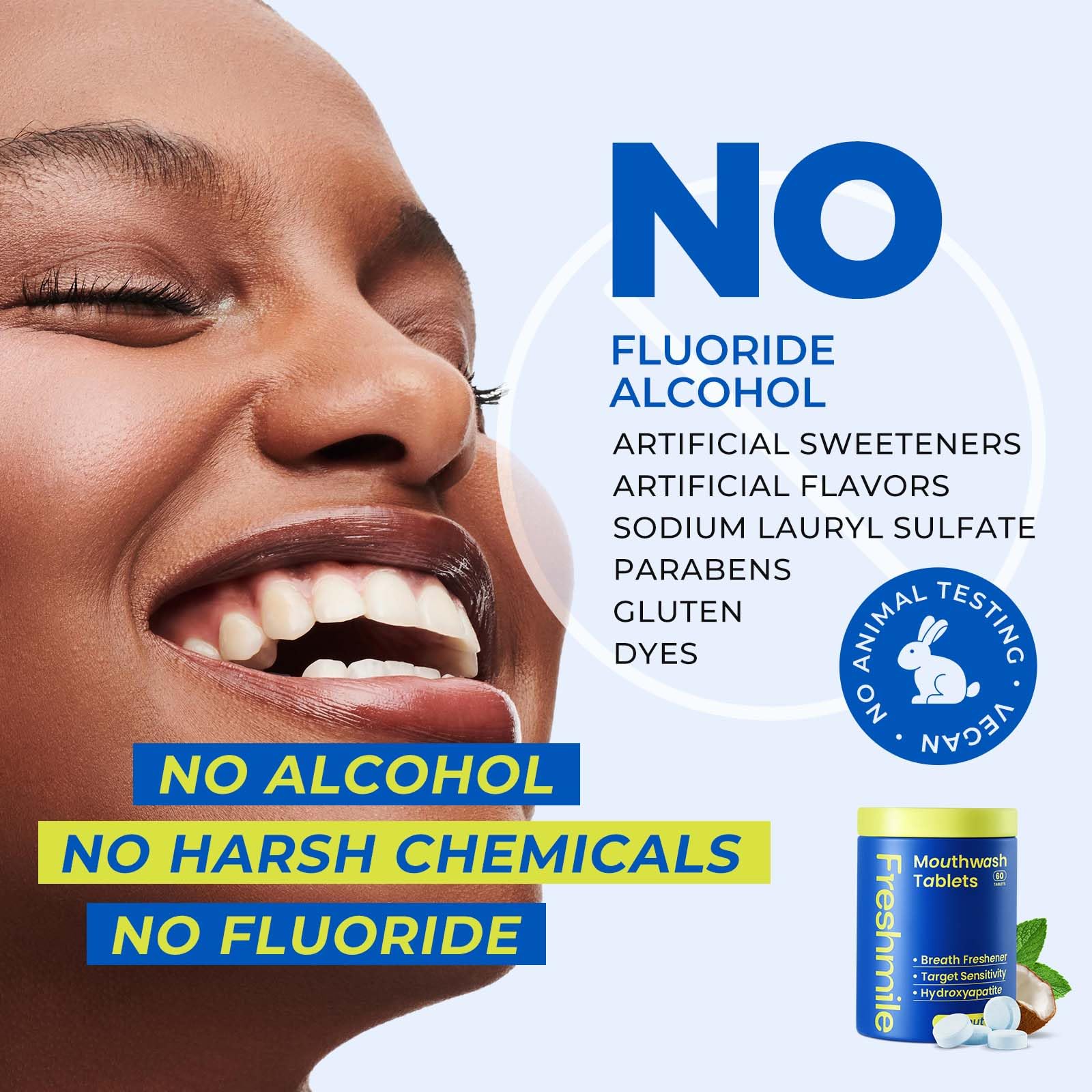 Freshmile tablettes dentifrice gencives saines et confort buccal durable.