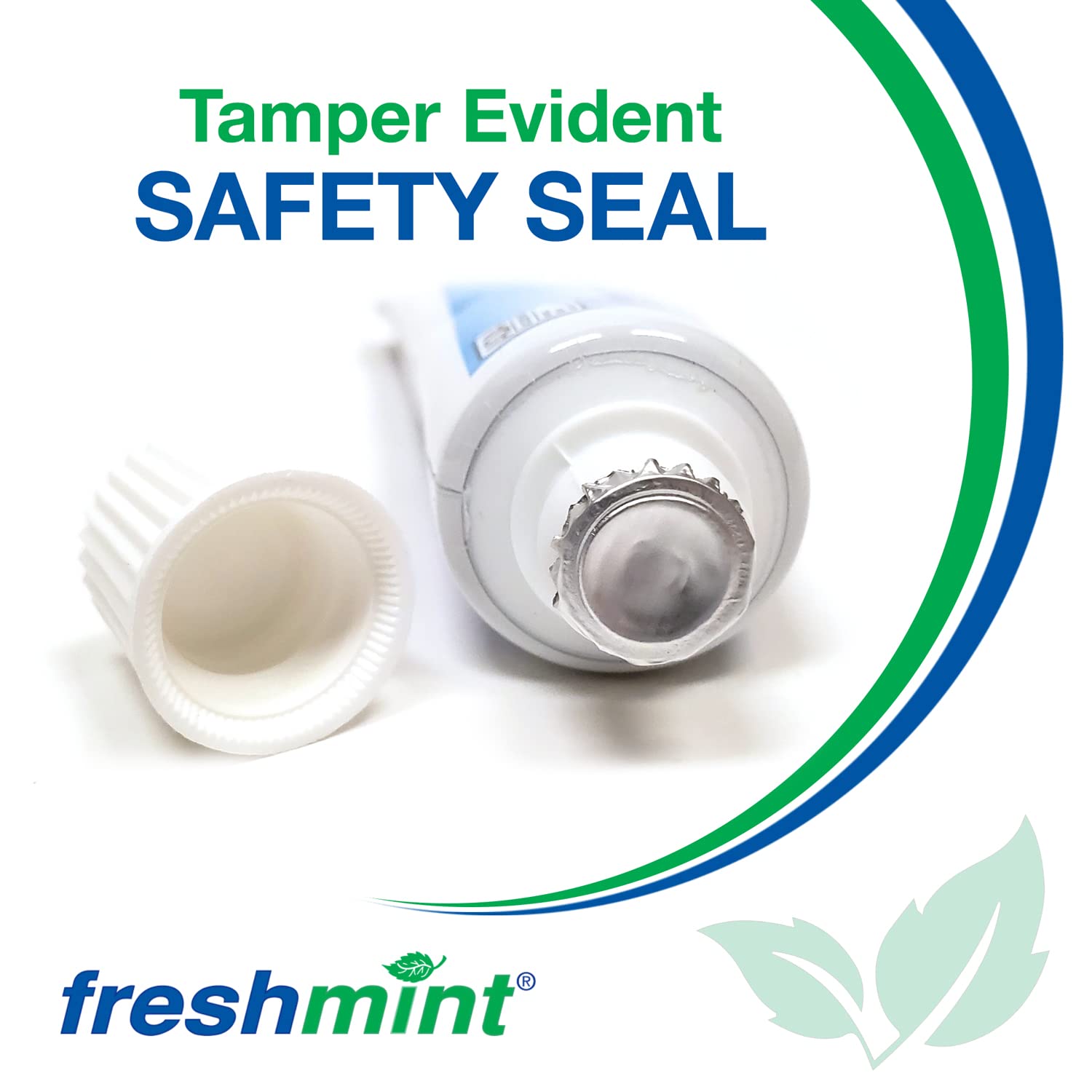 Sceau de sécurité inviolable sur le tube Freshmint pour plus de tranquillité.