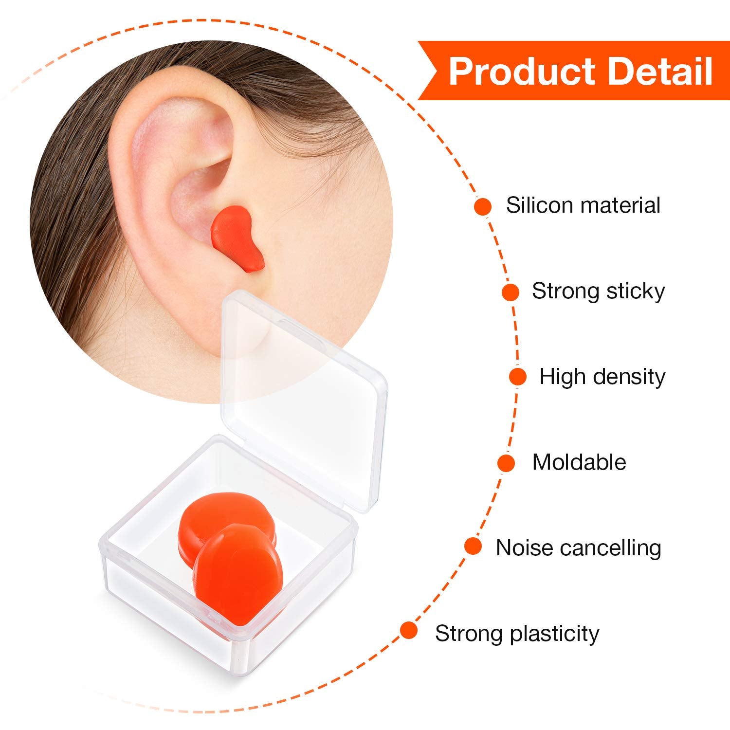 Frienda bouchons silicone gros plan, matière douce et malléable pour un ajustement personnalisé.