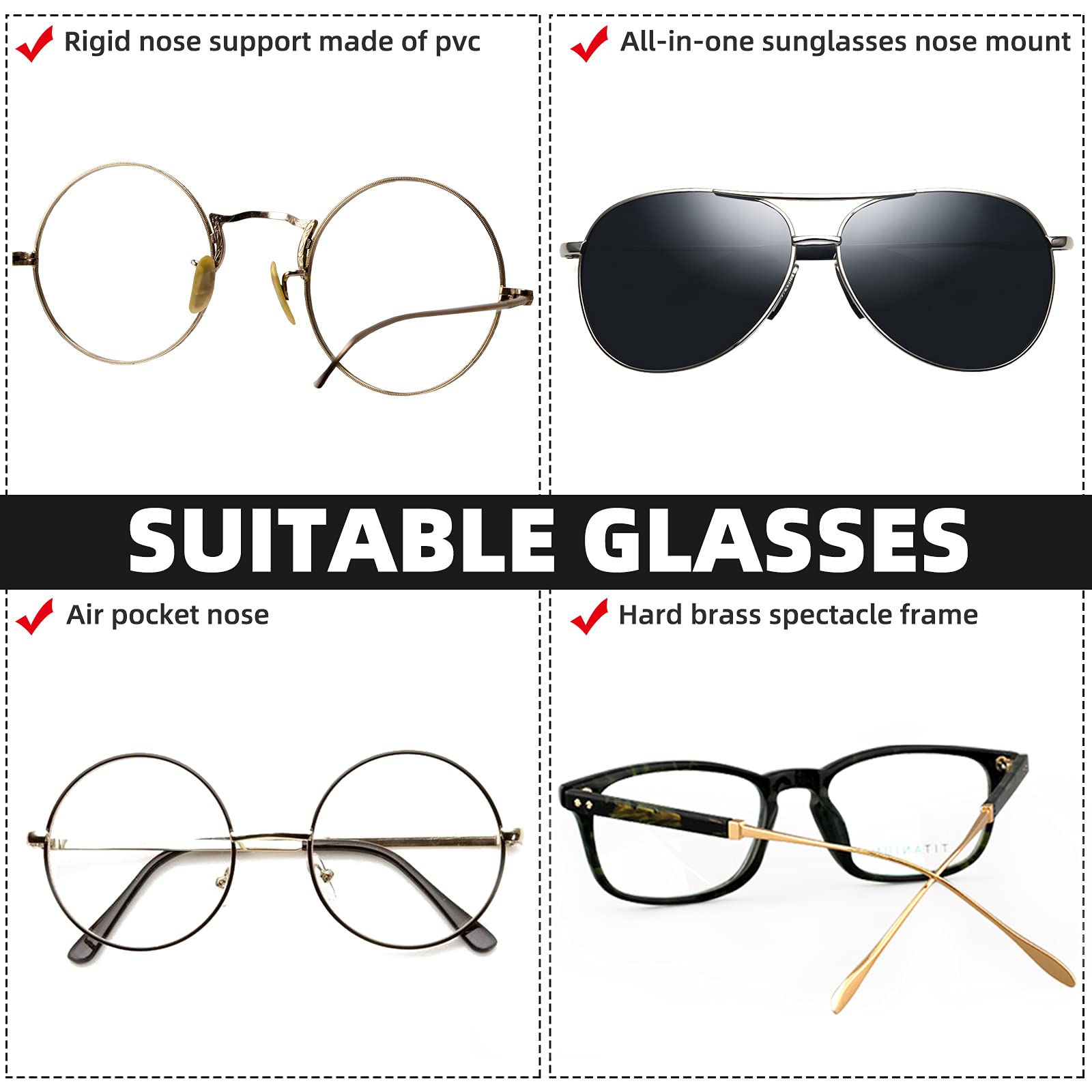 Frienda embouts nez lunettes autocollants soft, pose facile et réutilisables.