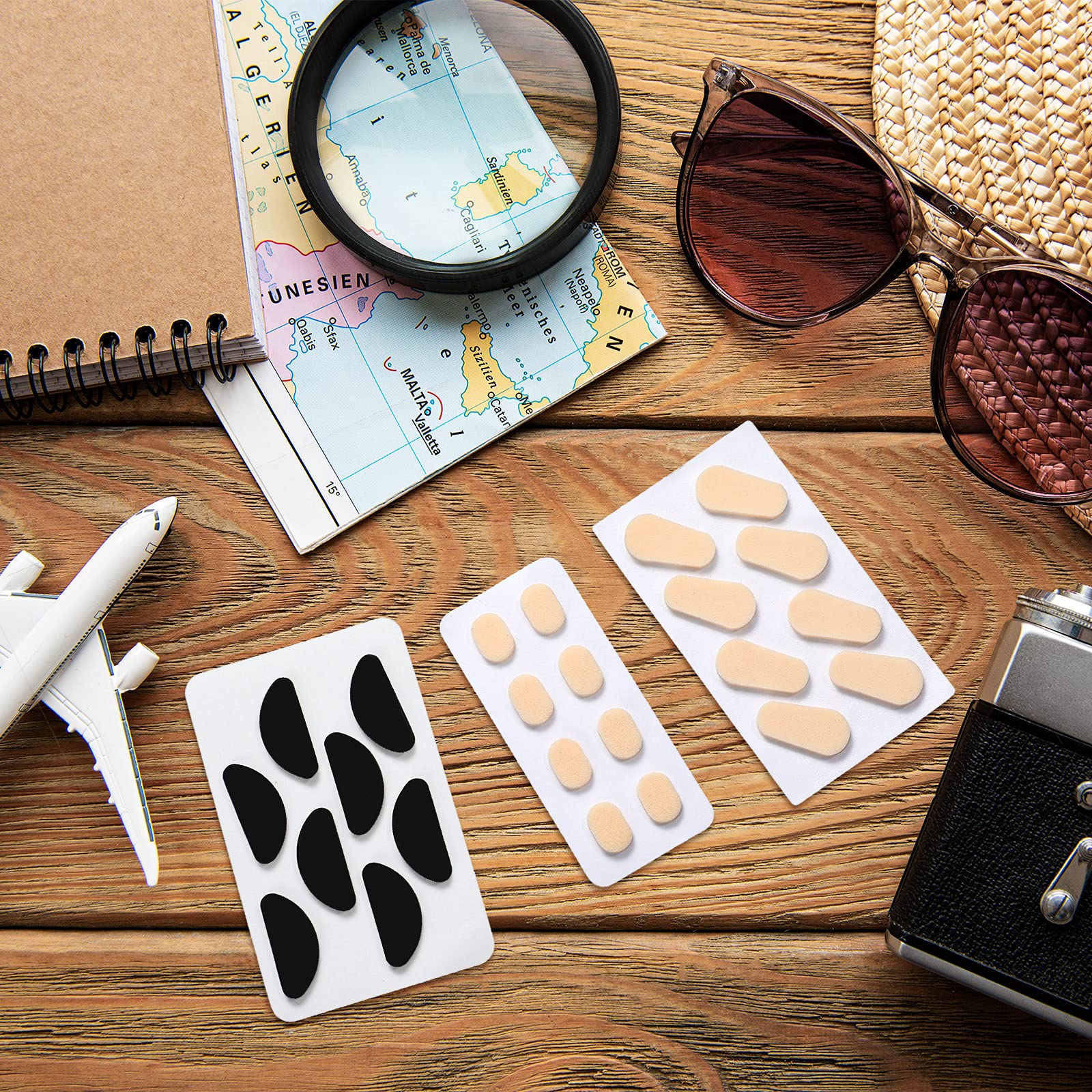 Frienda embouts nez lunettes noir et beige, compatibles avec diverses montures.
