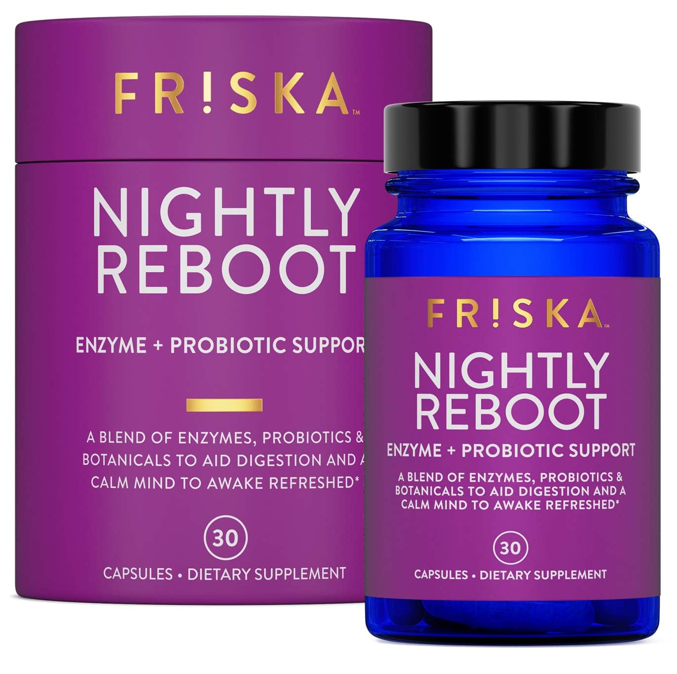 FR!SKA Nightly Reboot : bouteille élégante et soutien potentiel à la digestion nocturne.