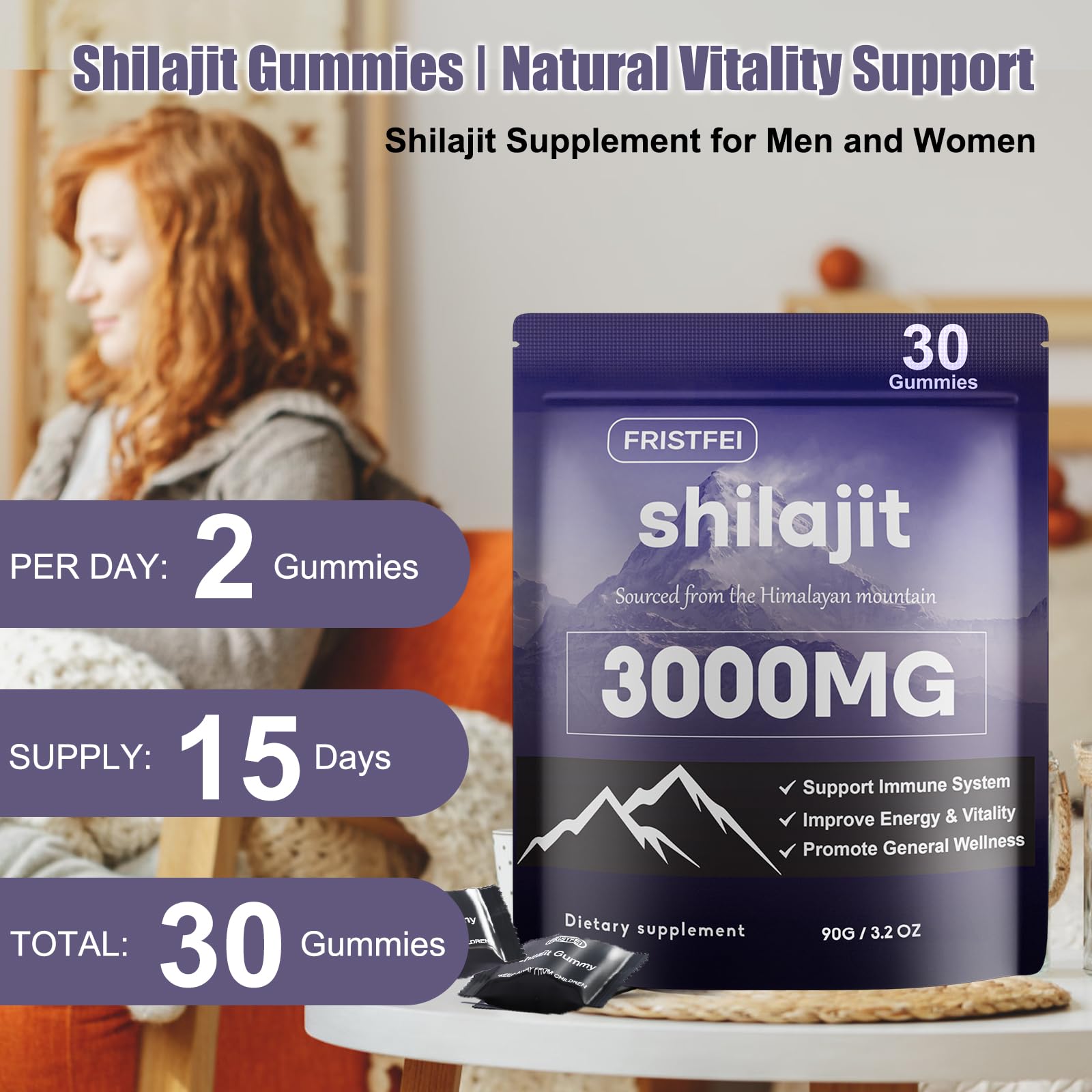 Fristfei Shilajit Gommes – emballage-individuel, commodité nomade et dosage pratique.