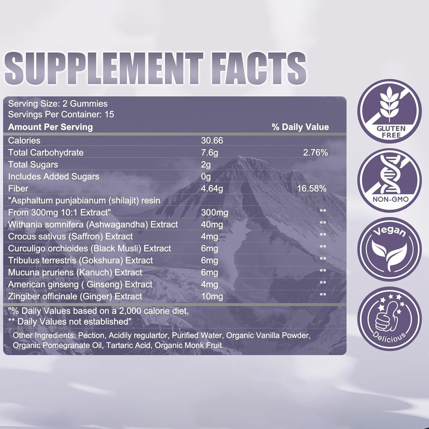 Fristfei Shilajit Gommes – mineraux-85-trace, soutien nutritionnel quotidien.