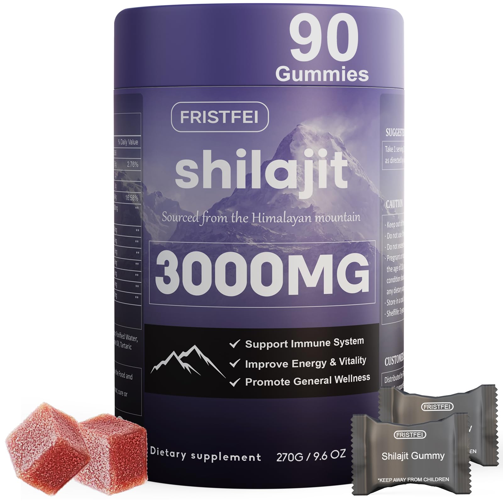 Gommes Fristfei Shilajit en bouteille, format pratique pour le quotidien.