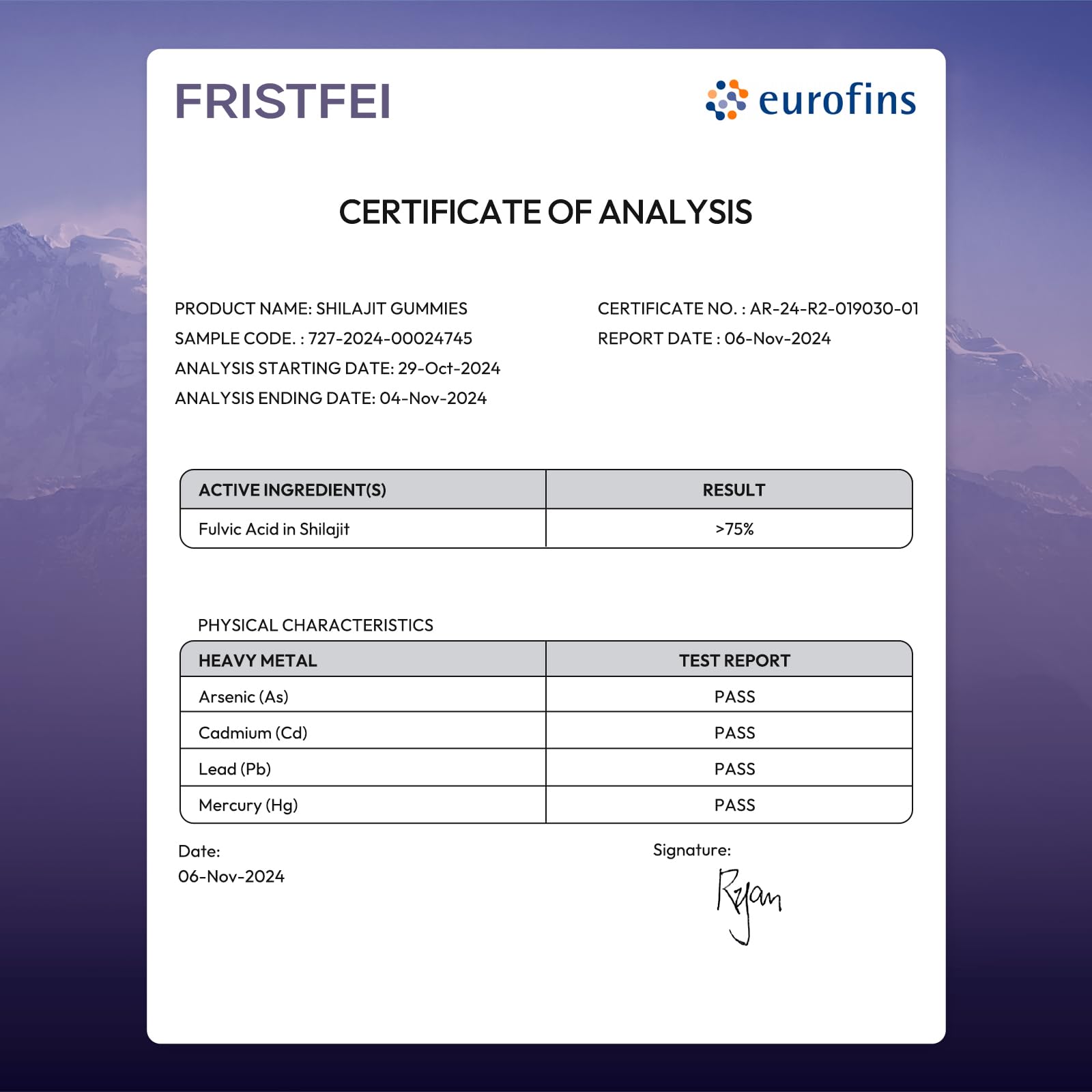 Ingrédients riches en minéraux: Fristfei Shilajit offre plus de 85 minéraux.
