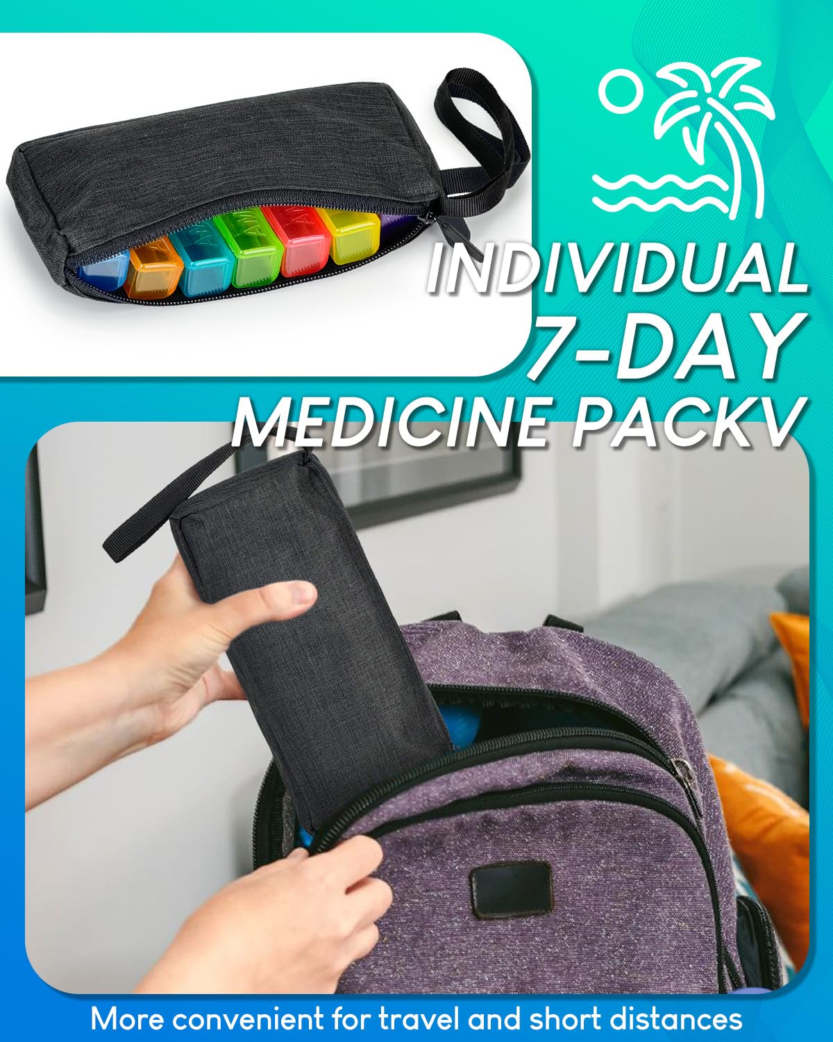 FRIWOLE sac-pilules-hebdomadaire: sac de transport léger et pratique pour les voyages.