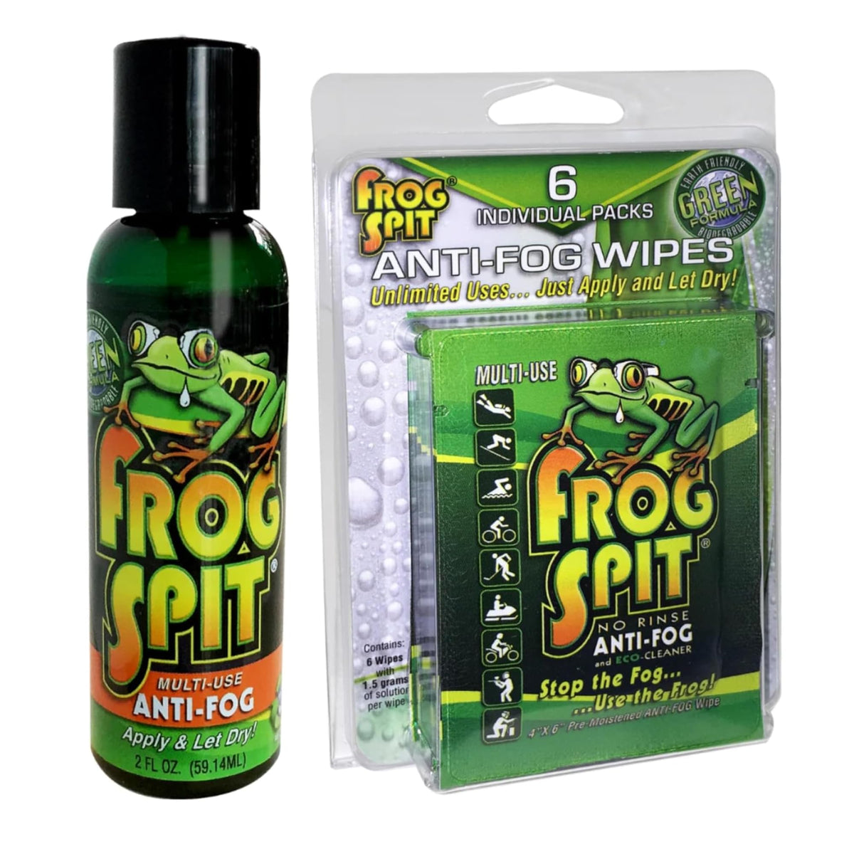 Frog Spit concentré antibrouillard, bouteille 60 ml, pour lunettes et visières; vision plus nette