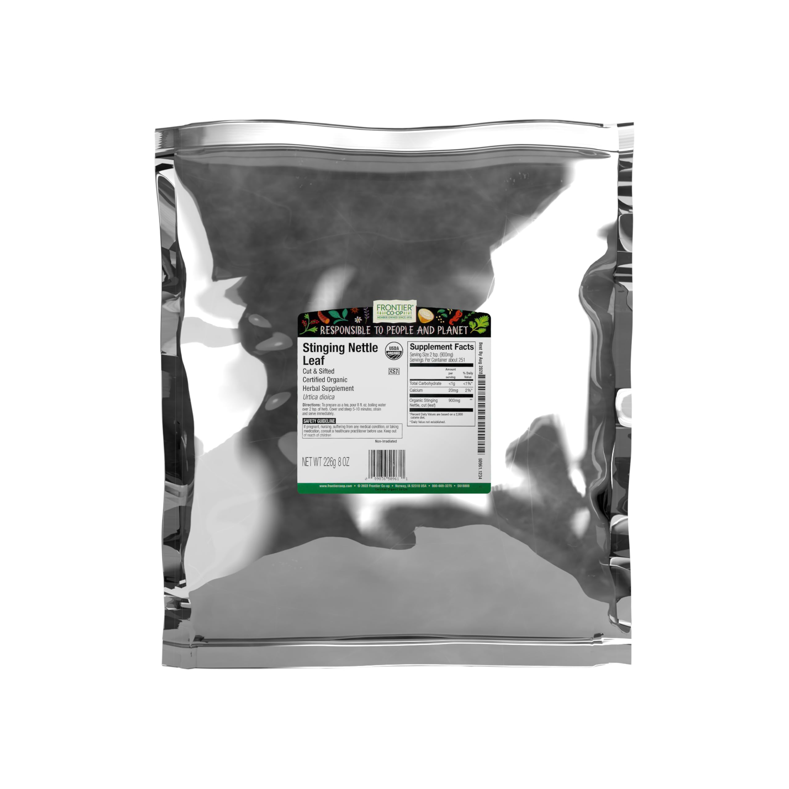 Frontier Co-op Ortie – feuilles coupées et tamisées pour infusions riches en arômes.