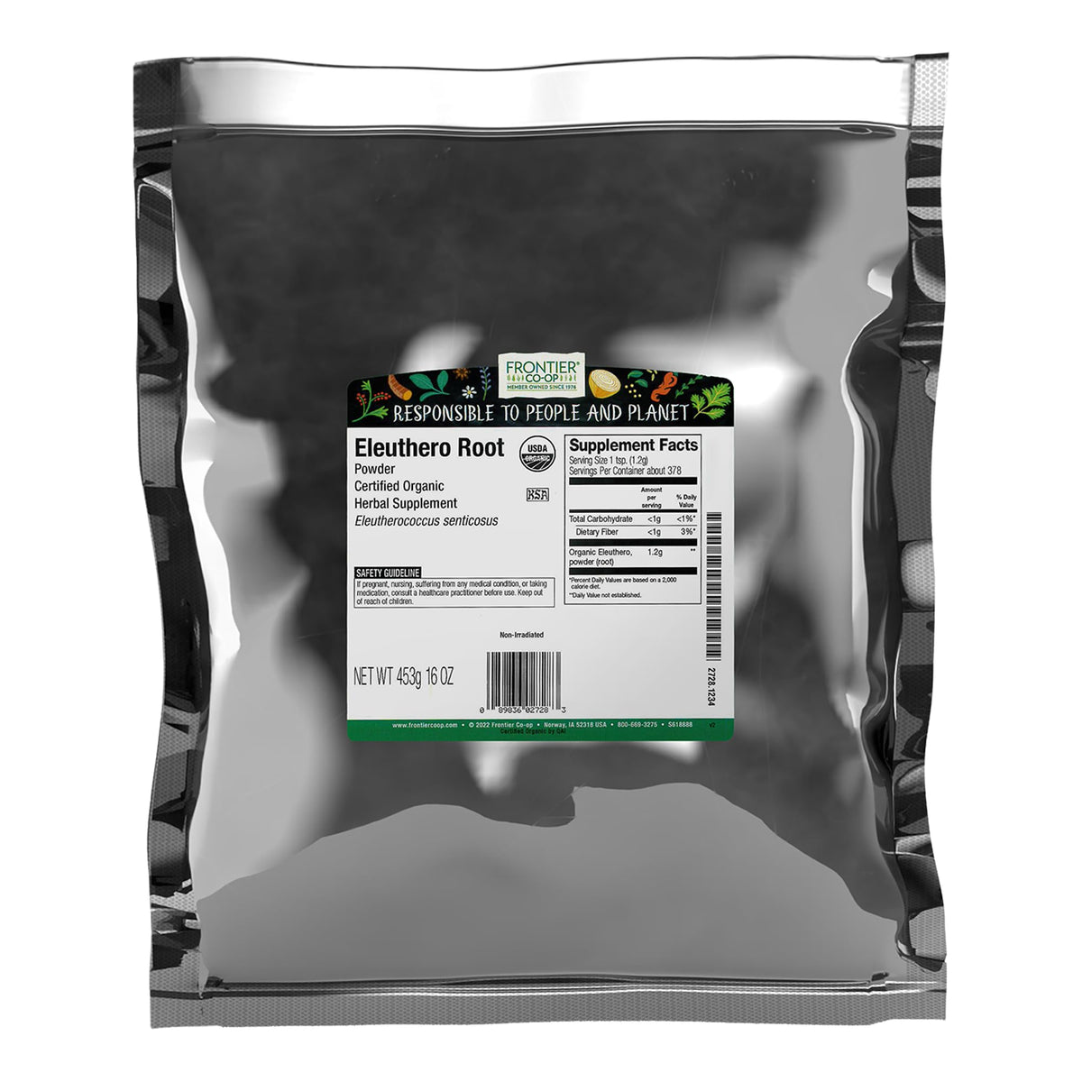 Frontier Co-op Poudre de racine d'Éleuthero, sachet 1 livre, usage polyvalent au quotidien.