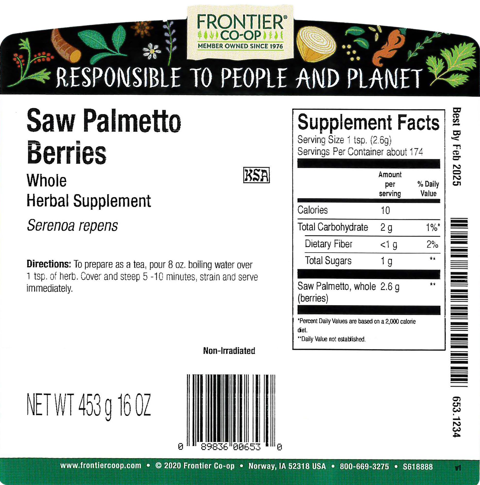 Baies Saw Palmetto Frontier Co-op, en vrac, idéales pour thés et mélanges