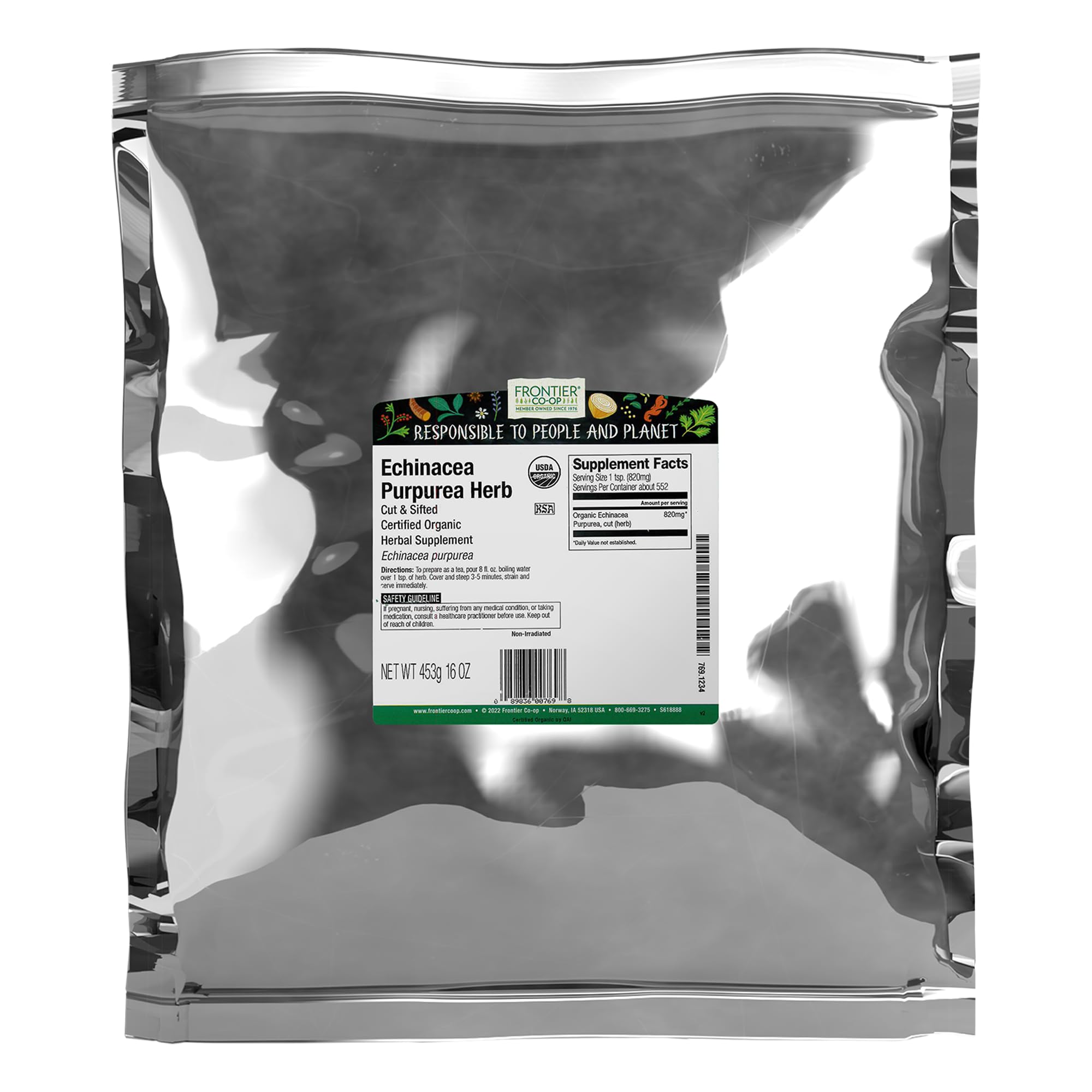 Frontier Co-op Echinacee racine coupée et tamisée, idéale en infusion réconfortante.