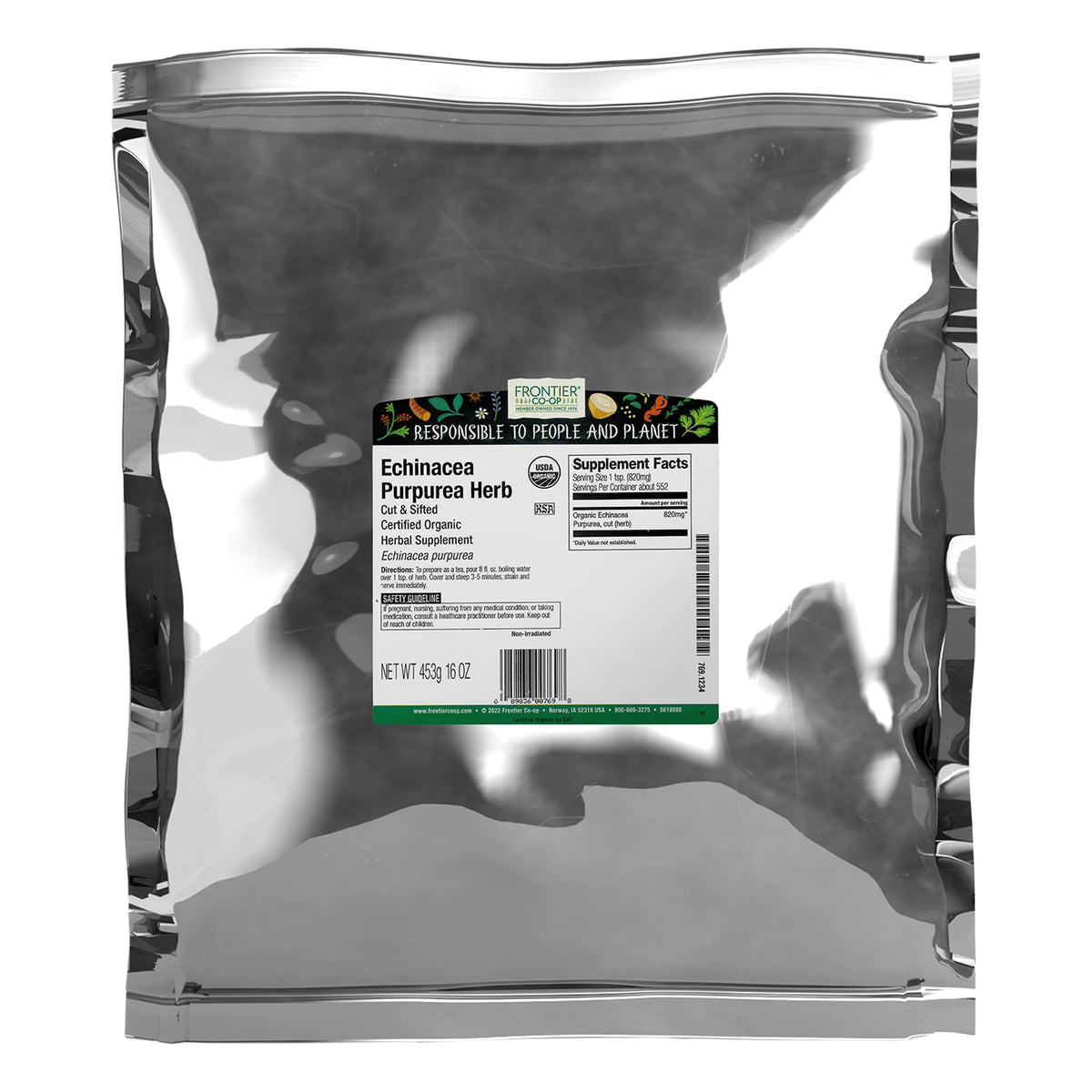 Frontier Co-op Echinacee racine coupée et tamisée, idéale en infusion réconfortante.