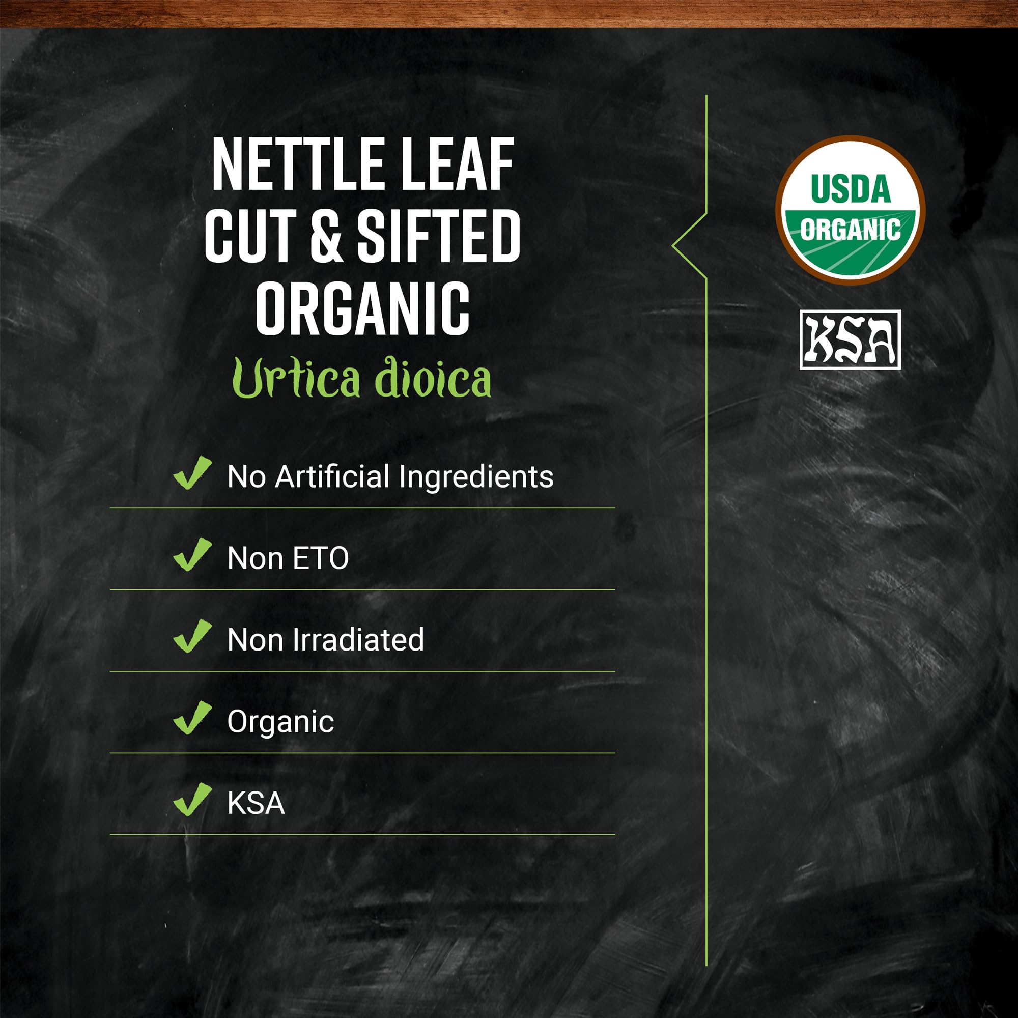 Thé herbacé: Ortie Frontier Co-op, feuilles coupées et tamisées.