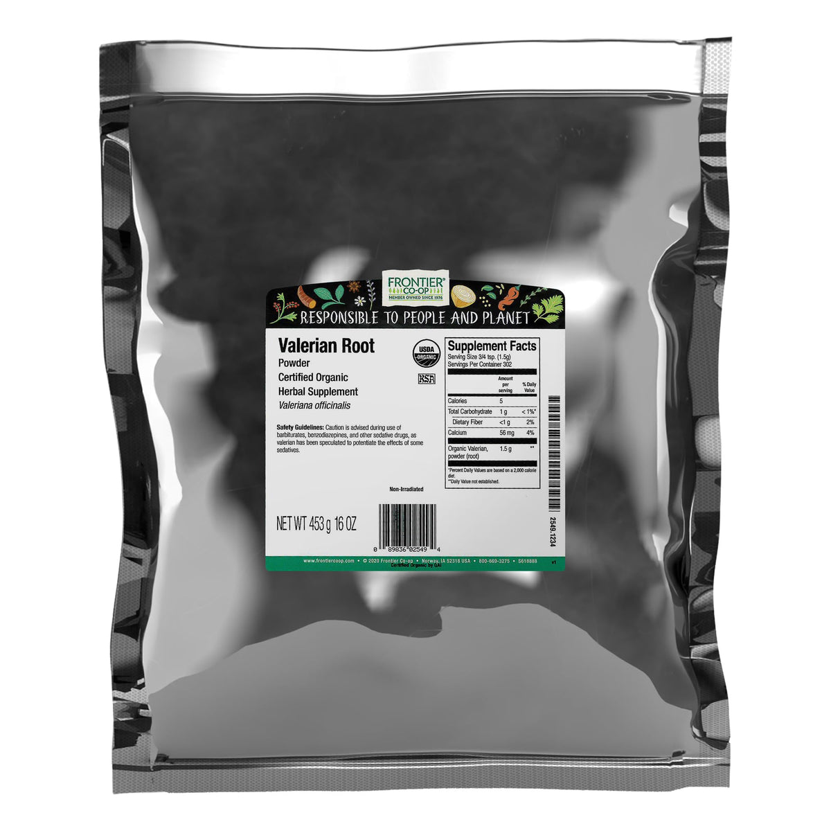 Frontier Co-op Valeriane en poudre, vrac, arôme robuste ideal pour infusions et plats.