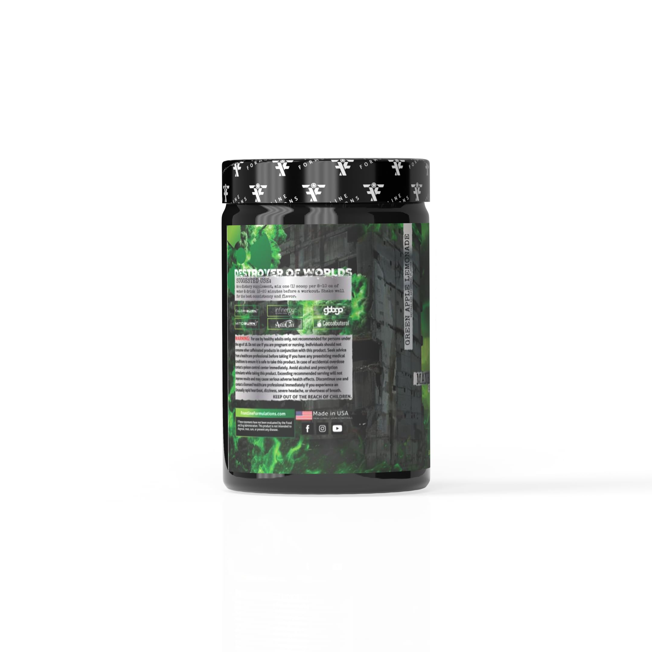 Projet Manhattan de FRONTLINE FORMULATIONS — emballage clair et attrayant.