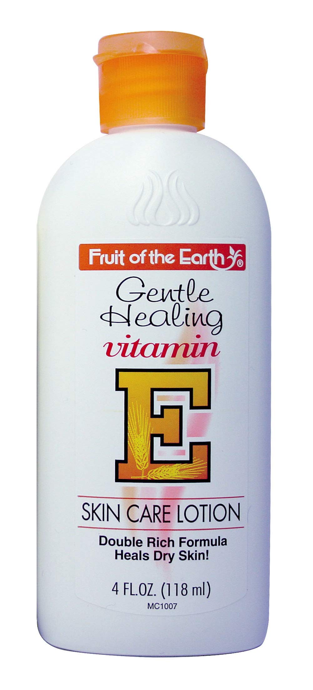 Fruit of the Earth – bouteille de lotion vitamine E prête à hydrater la peau.