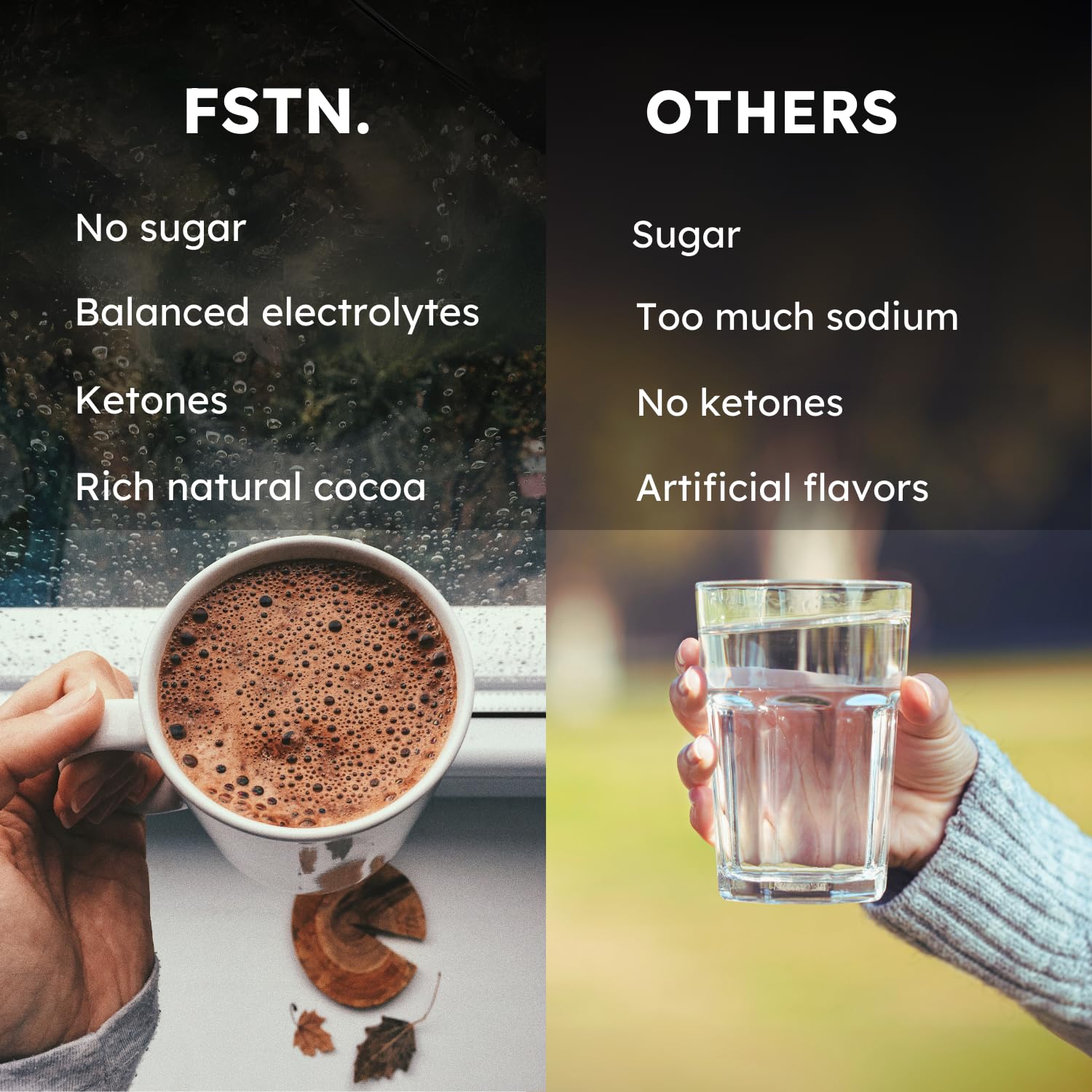 FSTN Chocolat Électrolytes, sans sucre, option légère pendant le jeûne.