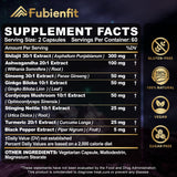 Gros plan sur les capsules Fubienfit Shilajit, faciles à avaler.