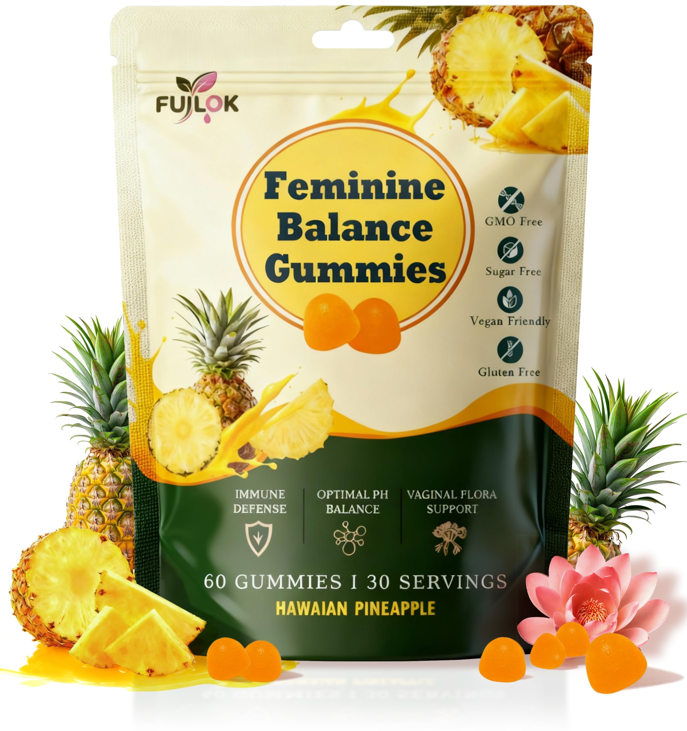 Gommes FUILOK Premium dans une bouteille, soutien potentiel de l'équilibre féminin.