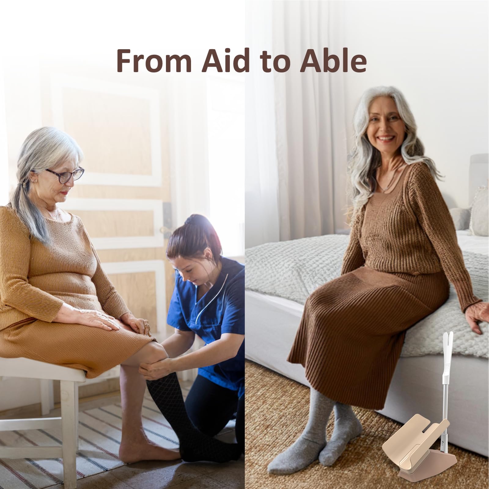 Fullicon EasySox – Base antidérapante assure stabilité pendant l'enfilage des chaussettes.