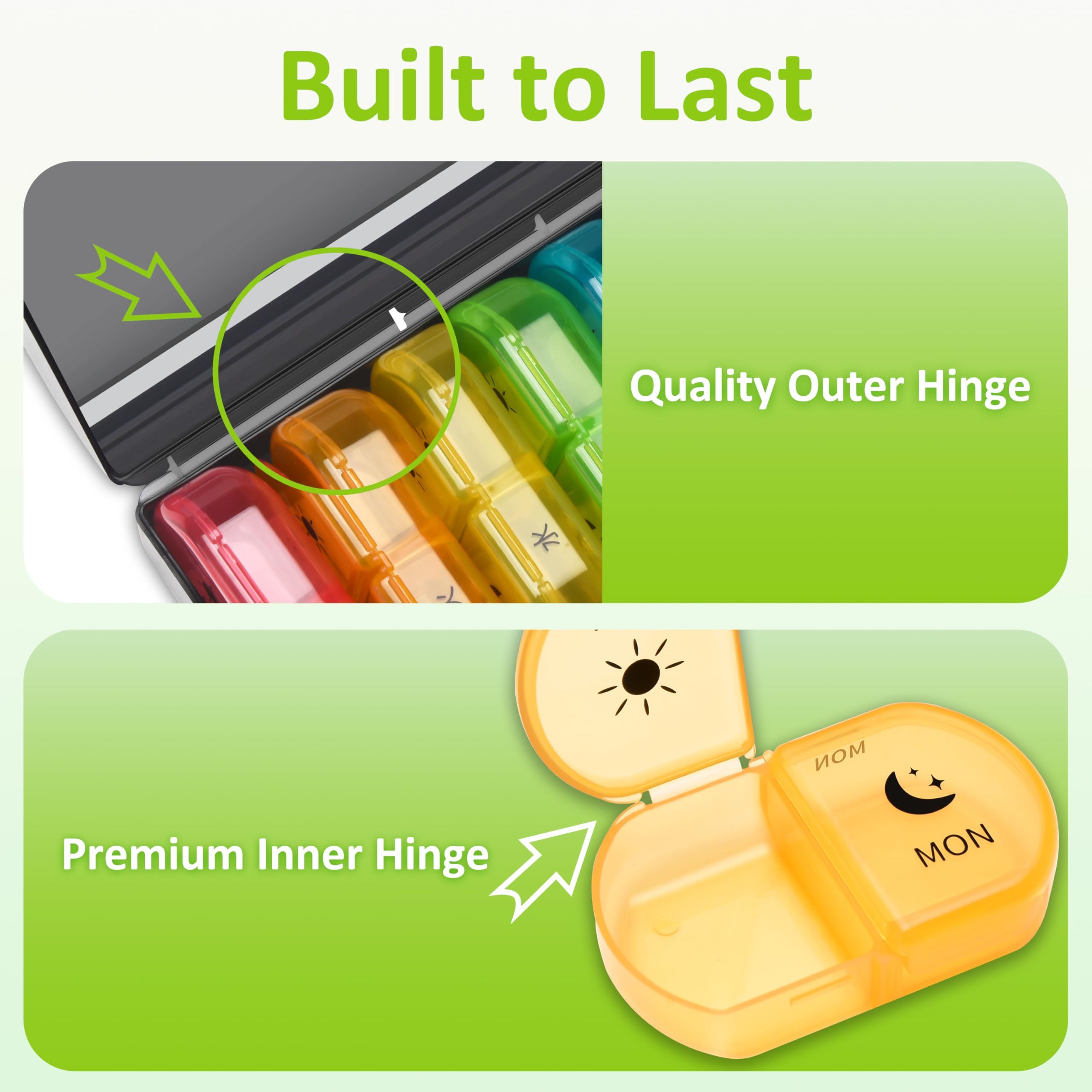 Fullicon organise les pilules en voyage, taille compacte.